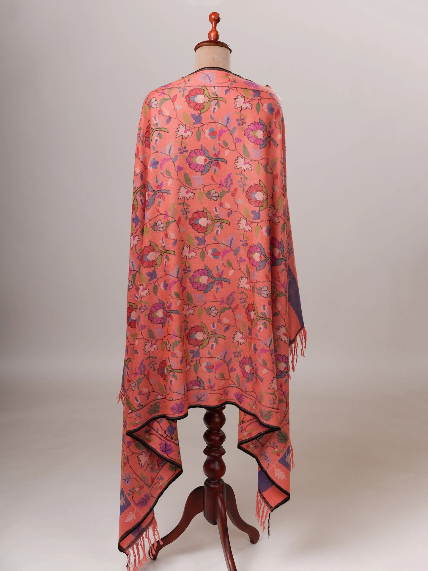 Coral Handwoven Kani Kashmiri Pashmina Shawl Shahkaar Global