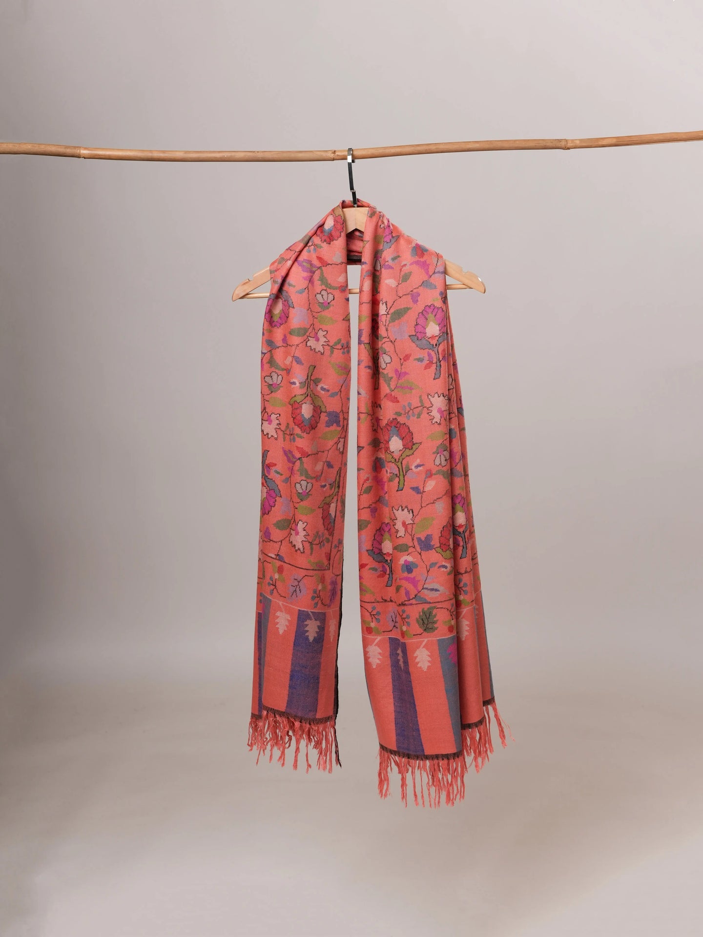 Coral Handwoven Kani Kashmiri Pashmina Shawl Shahkaar Global