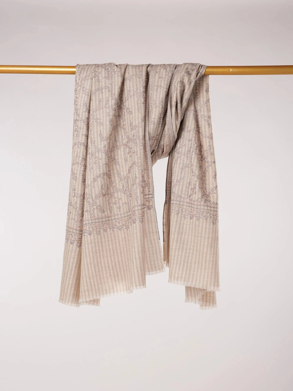 Handwoven Jali Baby Soft Pashmina Shawl with Hand Sozni Embroidery Shahkaar.com