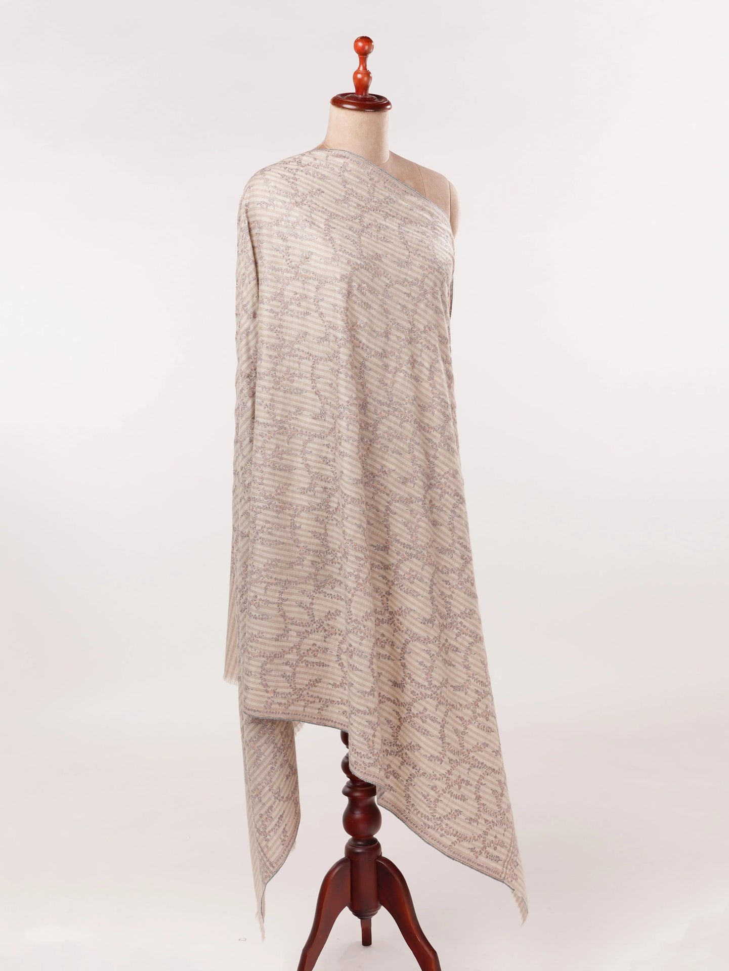 Handwoven Jali Baby Soft Pashmina Shawl with Hand Sozni Embroidery Shahkaar.com