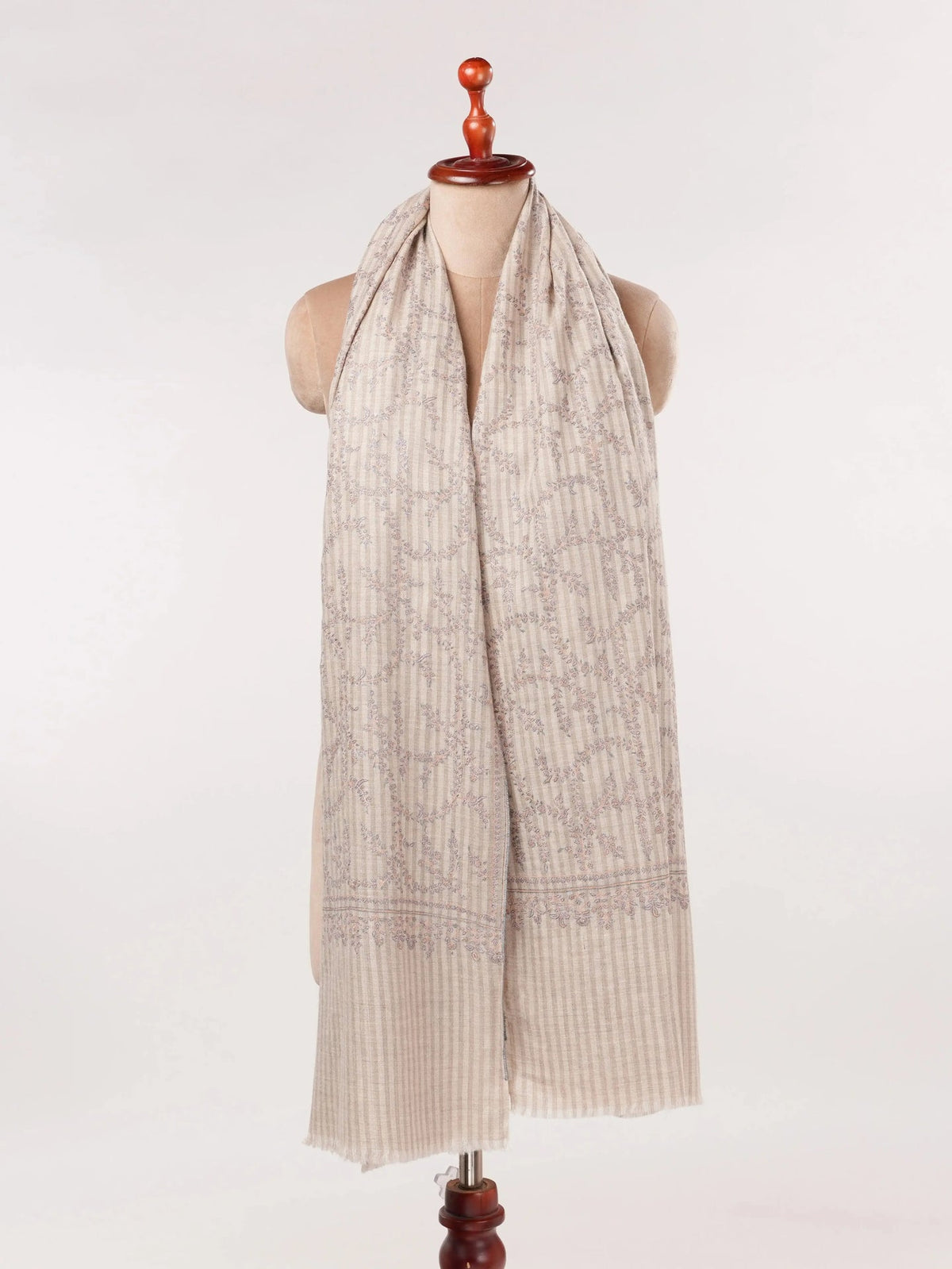 Handwoven Jali Baby Soft Pashmina Shawl with Hand Sozni Embroidery Shahkaar.com