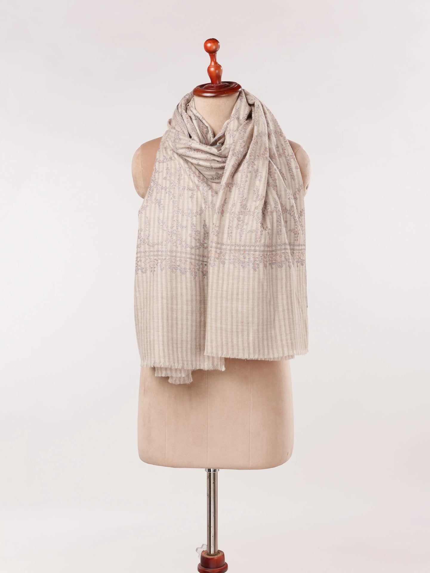 Handwoven Jali Baby Soft Pashmina Shawl with Hand Sozni Embroidery Shahkaar.com