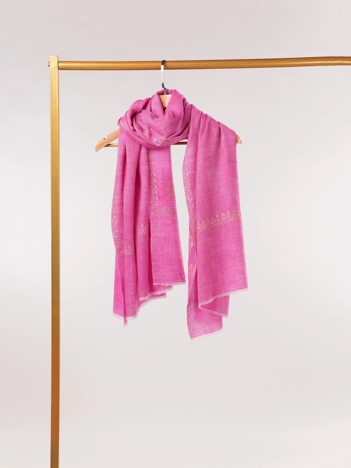 Handwoven Pink Pashmina Shawl with Hashidar Embroidery