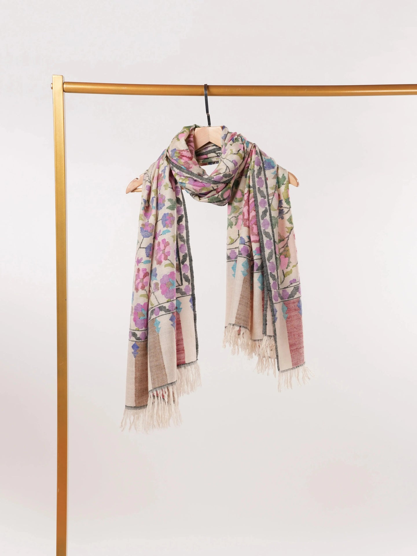 Kani Handwoven Beige Authentic Pashmina Shawl for Women Shahkaar.com