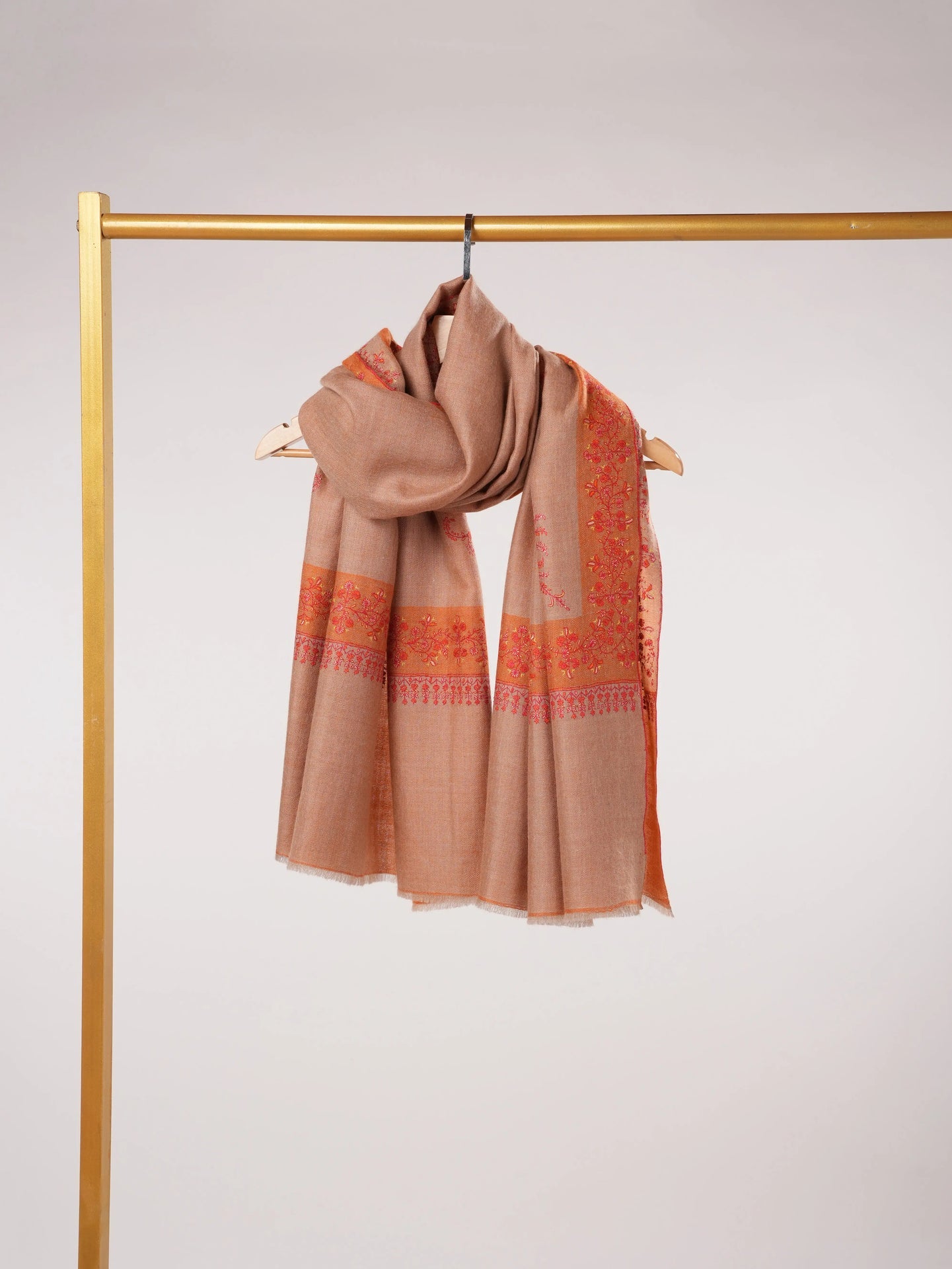 Daurdar Double Shade Hand Embroidered Kashmiri Handwoven Pashmina Shawl Shahkaar.com