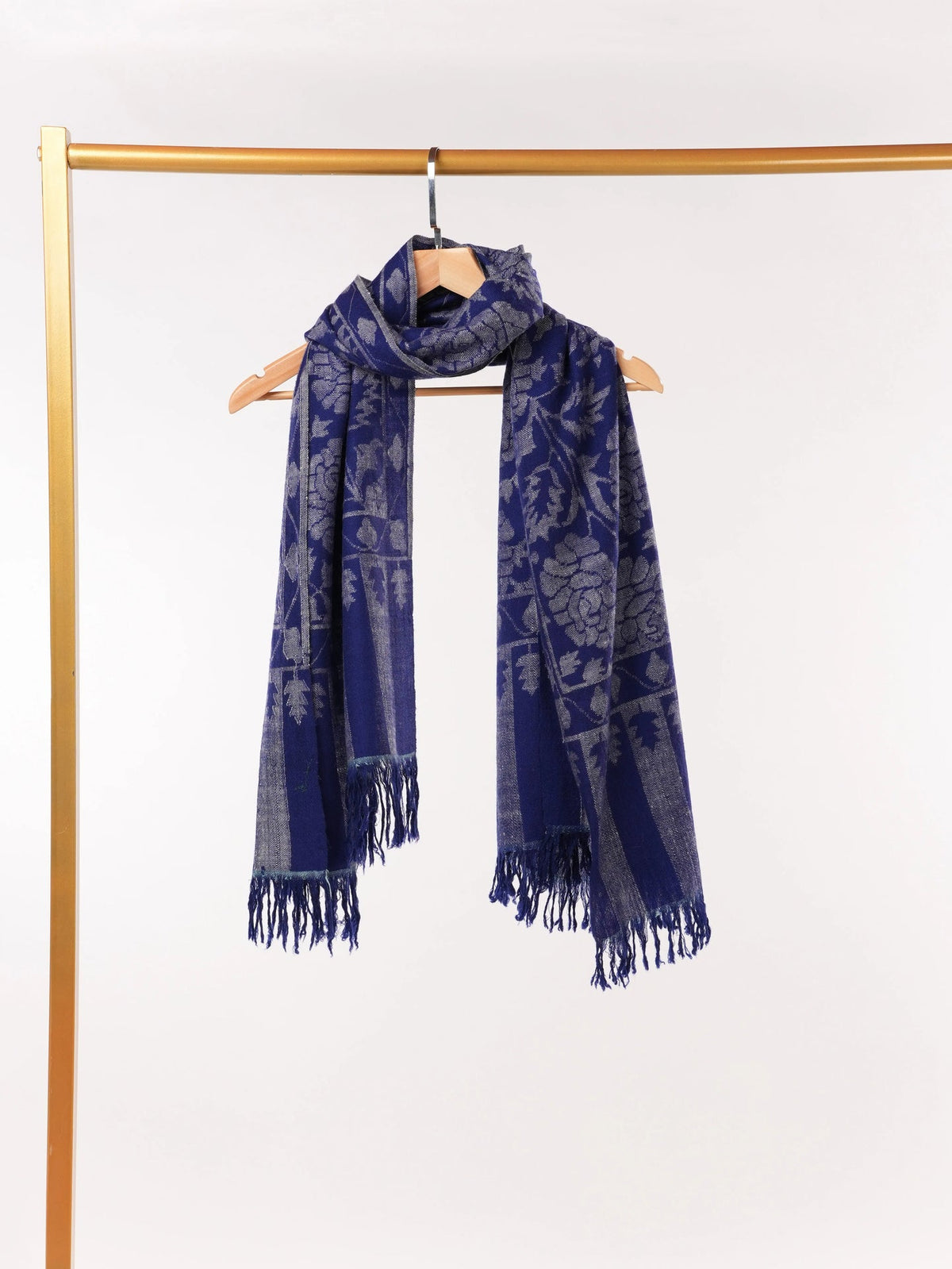 Blue Handwoven Soft Kani Cashmere Scarf