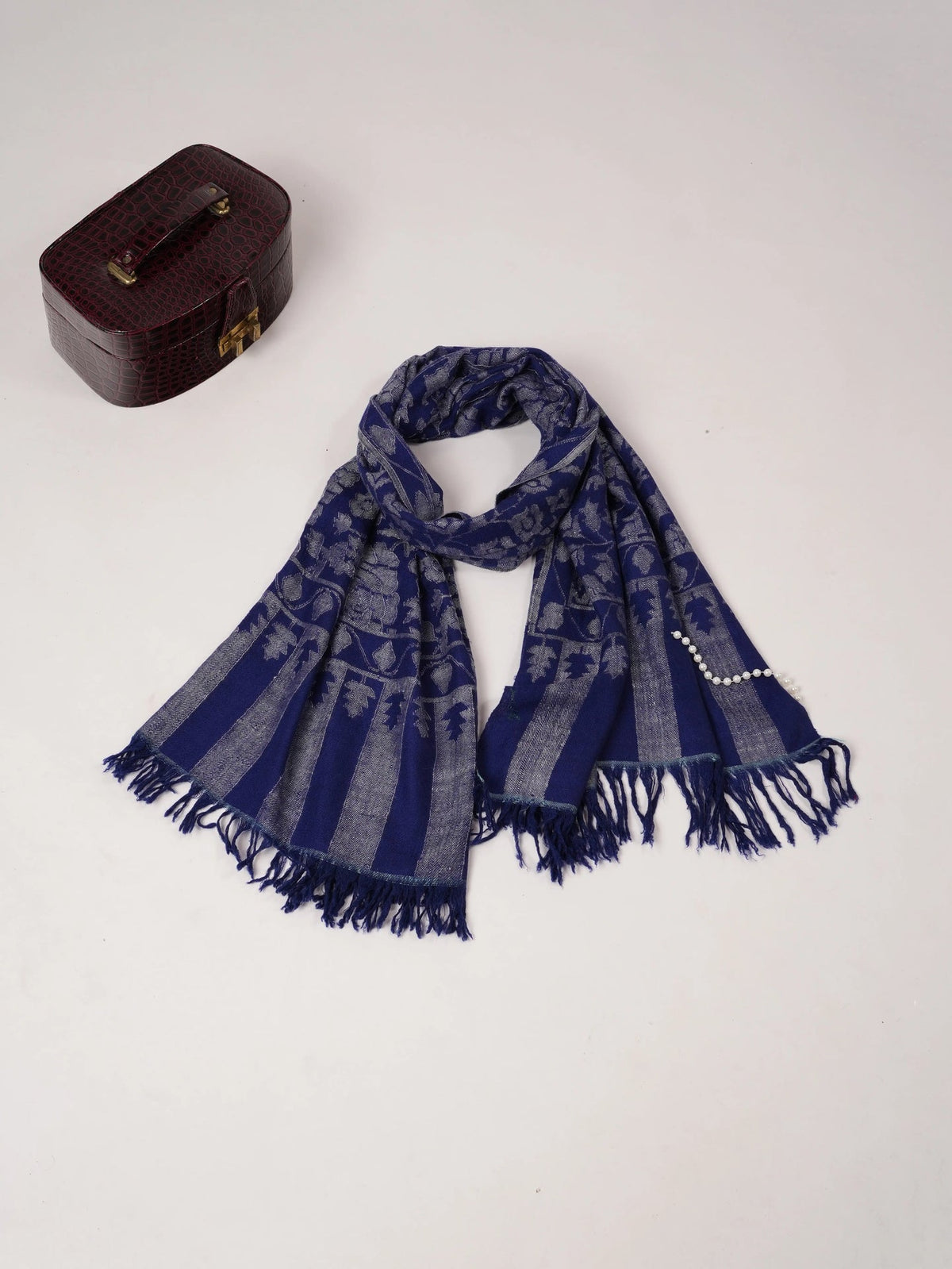 Blue Handwoven Soft Kani Cashmere Scarf