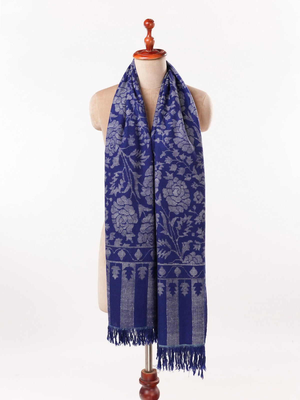 Blue Handwoven Soft Kani Cashmere Scarf