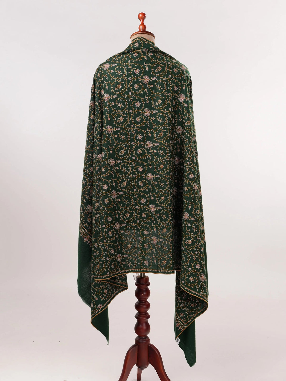 Jali Sozni Hand Embroidered Black Original Handwoven Pashmina Shawl Shahkaar.com