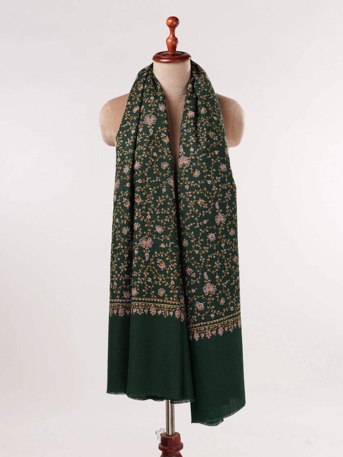 Jali Sozni Hand Embroidered Black Original Handwoven Pashmina Shawl Shahkaar.com