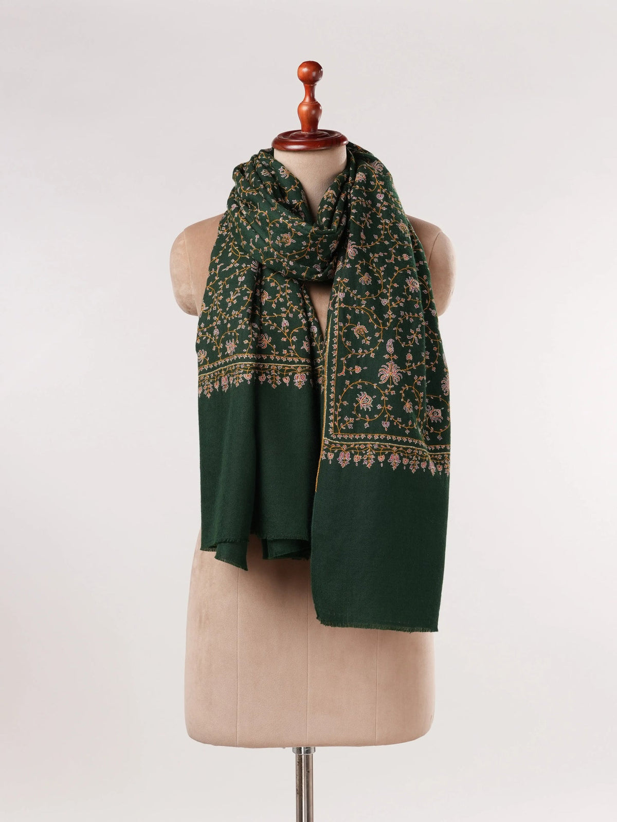 Jali Sozni Hand Embroidered Black Original Handwoven Pashmina Shawl Shahkaar.com