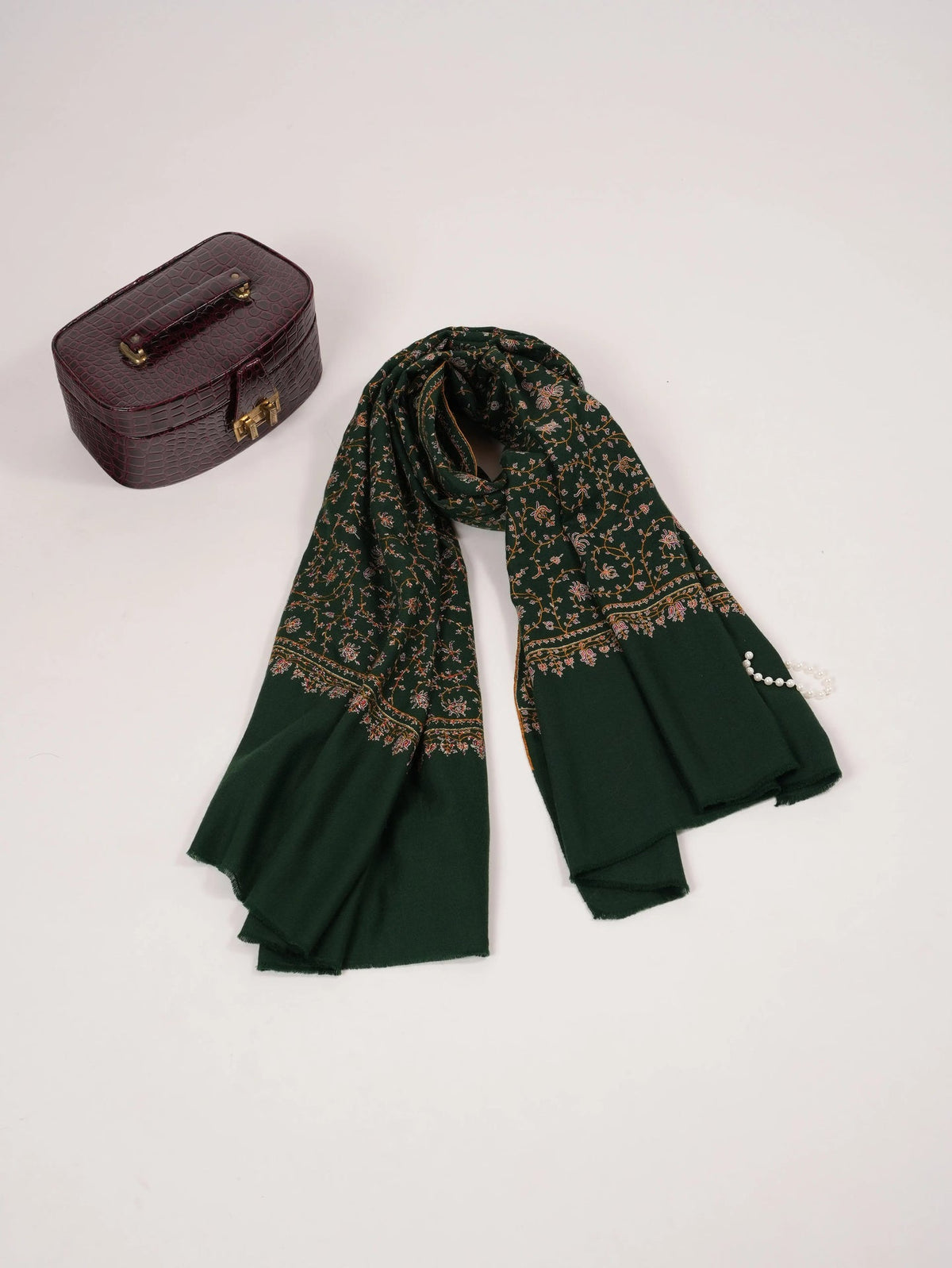 Jali Sozni Hand Embroidered Black Original Handwoven Pashmina Shawl Shahkaar.com