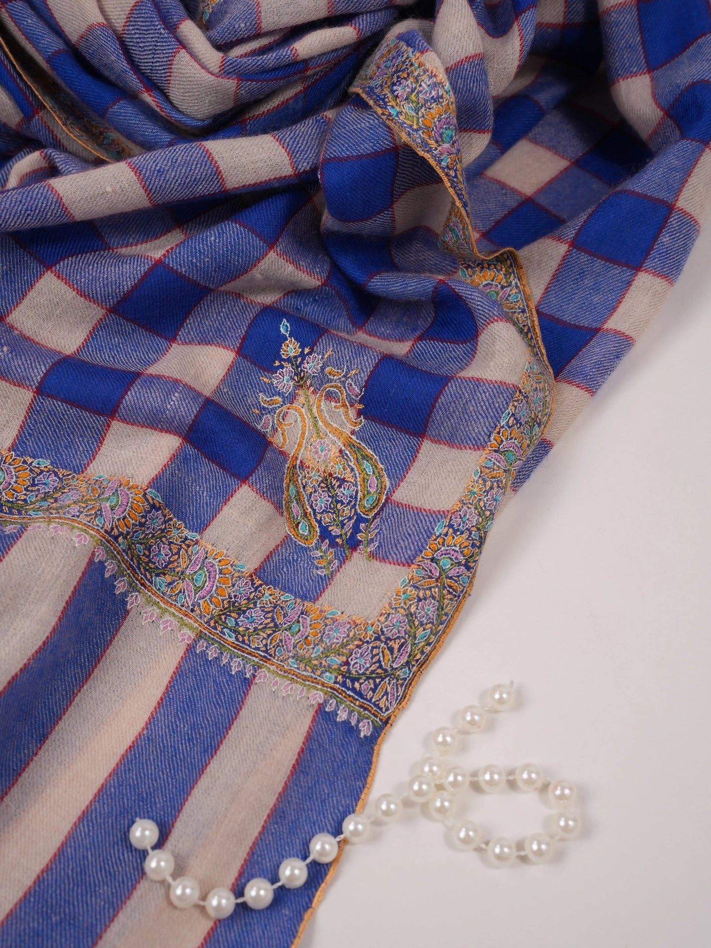Pure Contemporary Pashmina Shawl with Hashia Embroidery Shahkaar.com