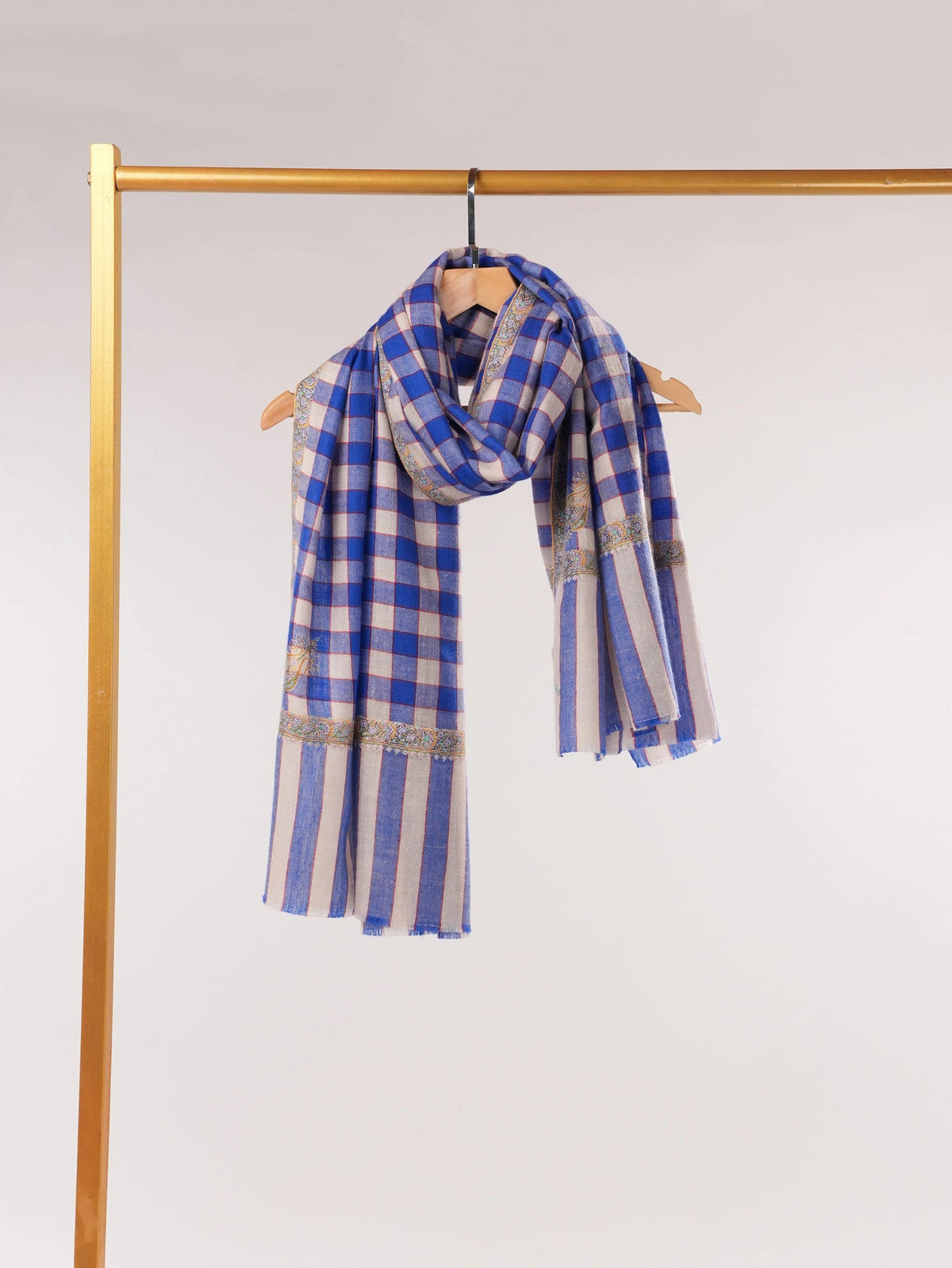 Pure Contemporary Pashmina Shawl with Hashia Embroidery Shahkaar.com