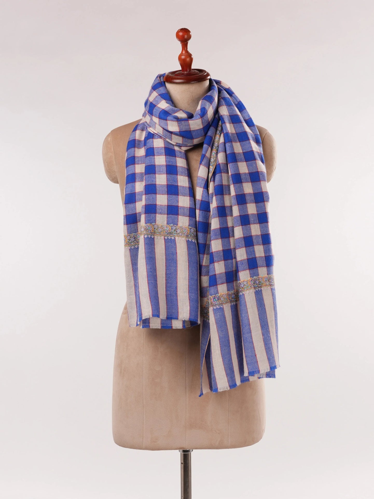 Pure Contemporary Pashmina Shawl with Hashia Embroidery Shahkaar.com