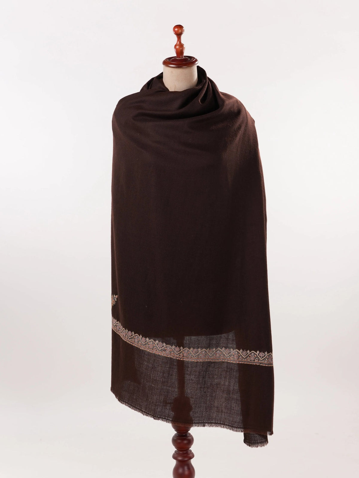 Black Handmade Genuine Pashmina Shawl with Neemdaur Hand Embroidery Shahkaar.com