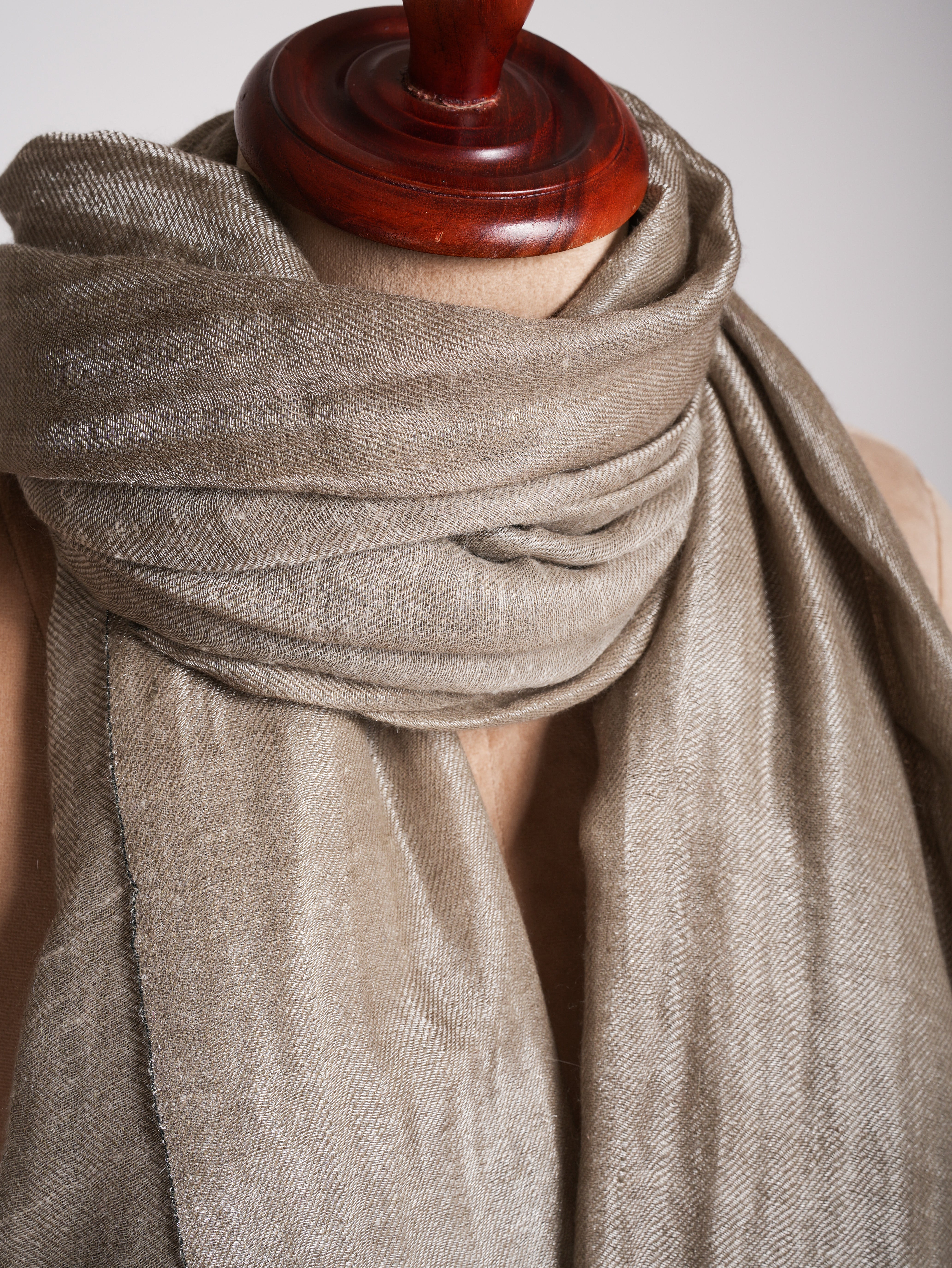 Châle Pashmina Réversible Zari Gris Naturel et Argent