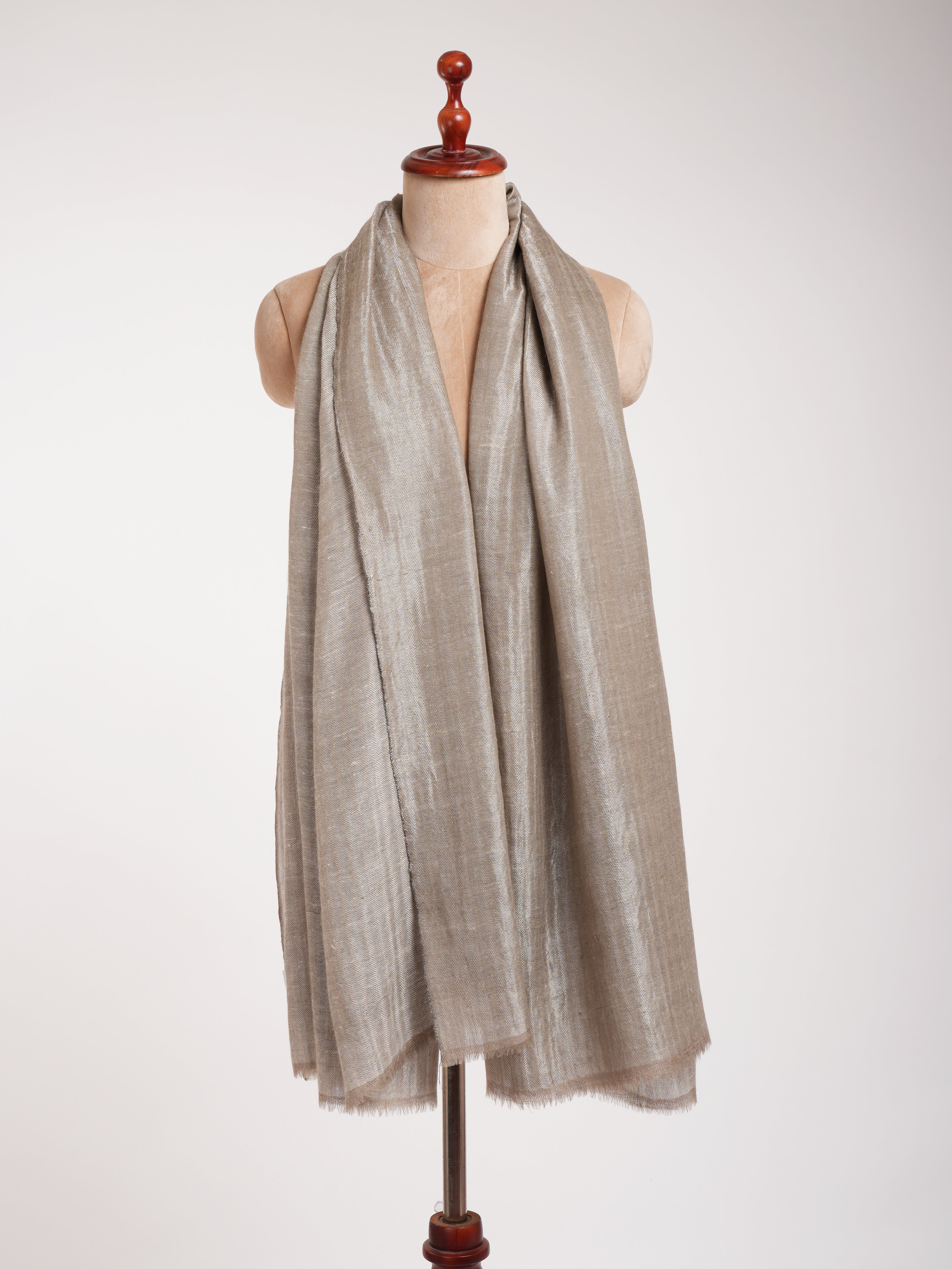 Châle Pashmina Réversible Zari Gris Naturel et Argent