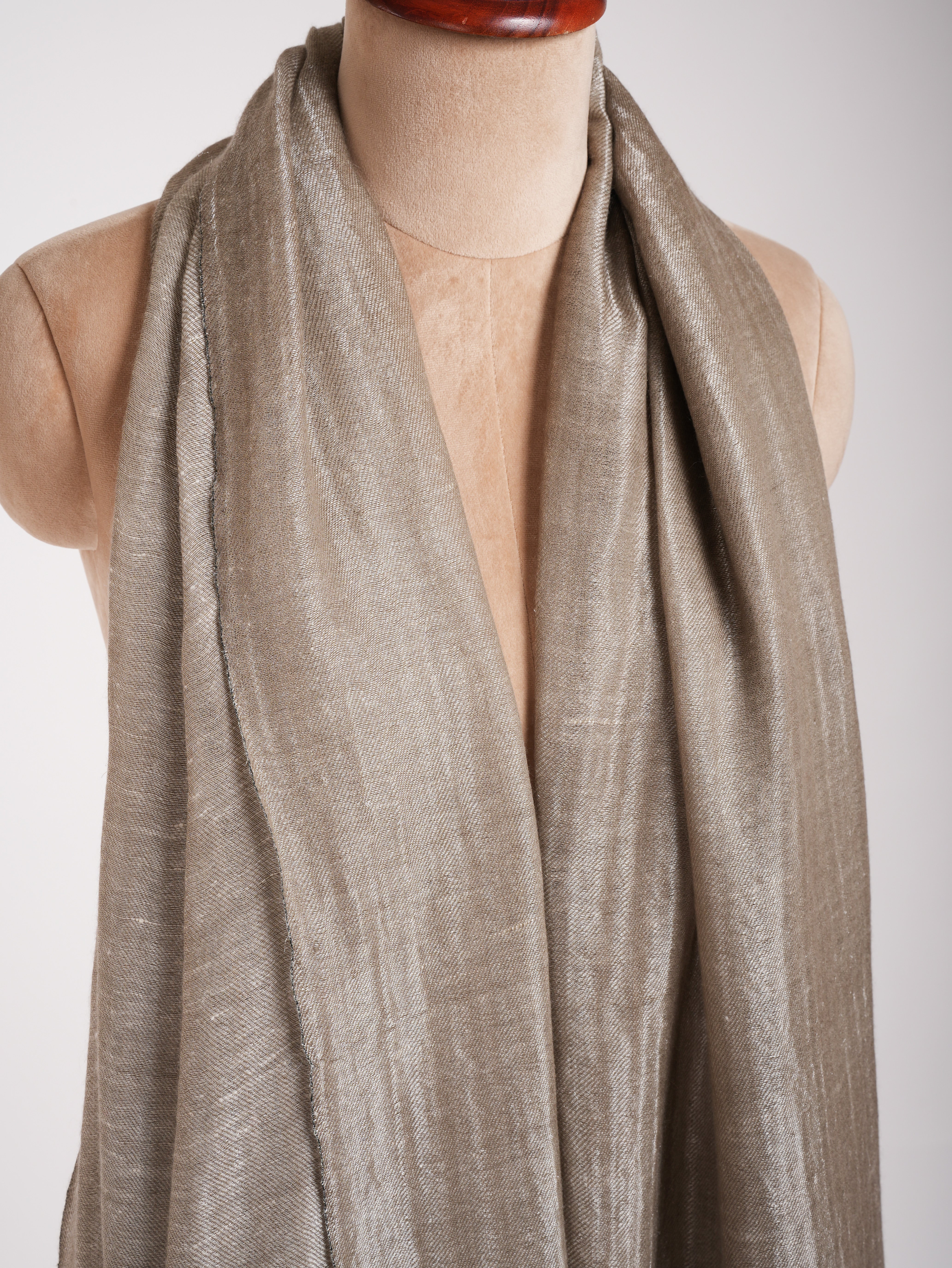 Châle Pashmina Réversible Zari Gris Naturel et Argent