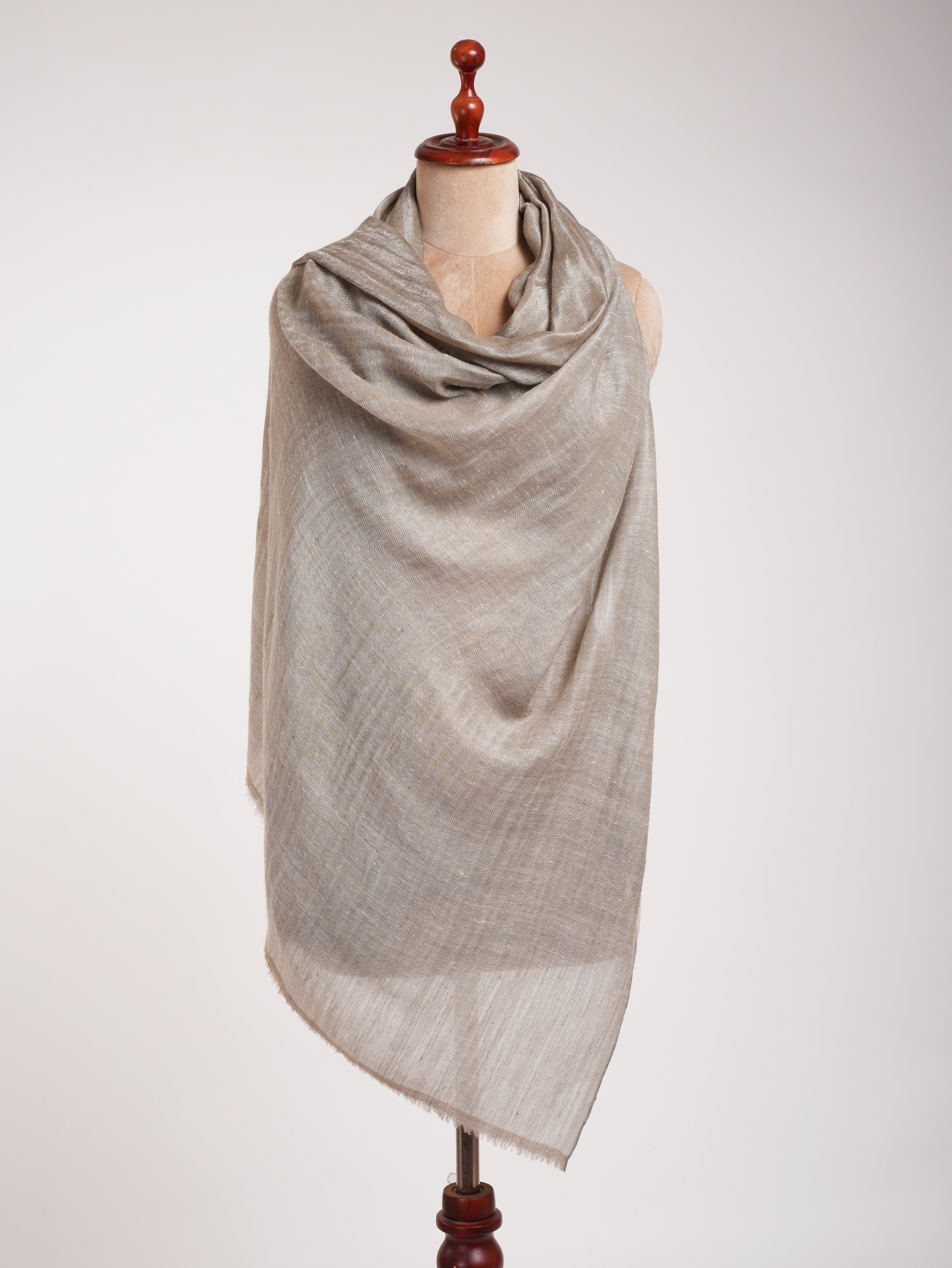 Châle Pashmina Réversible Zari Gris Naturel et Argent