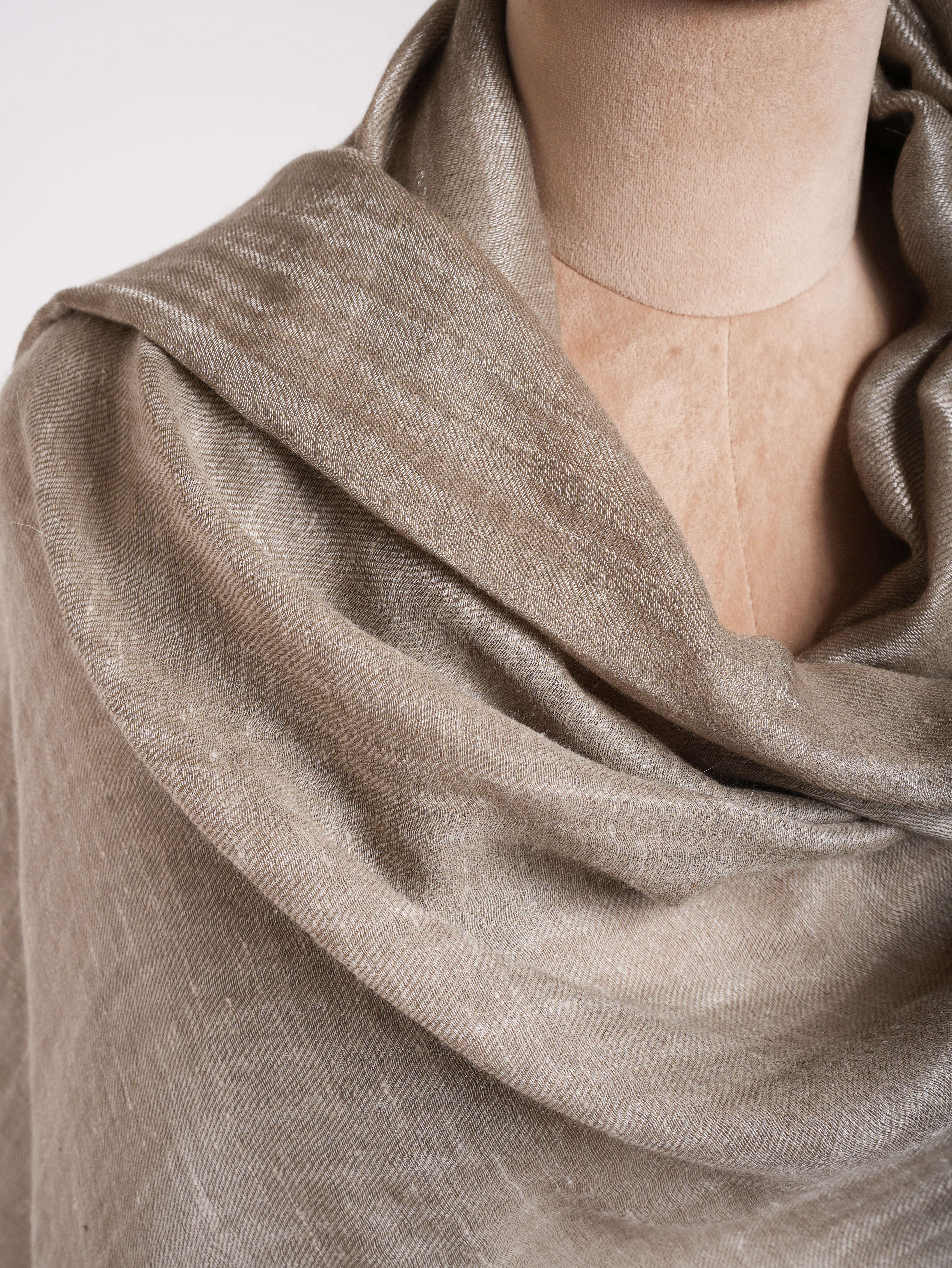 Châle Pashmina Réversible Zari Gris Naturel et Argent