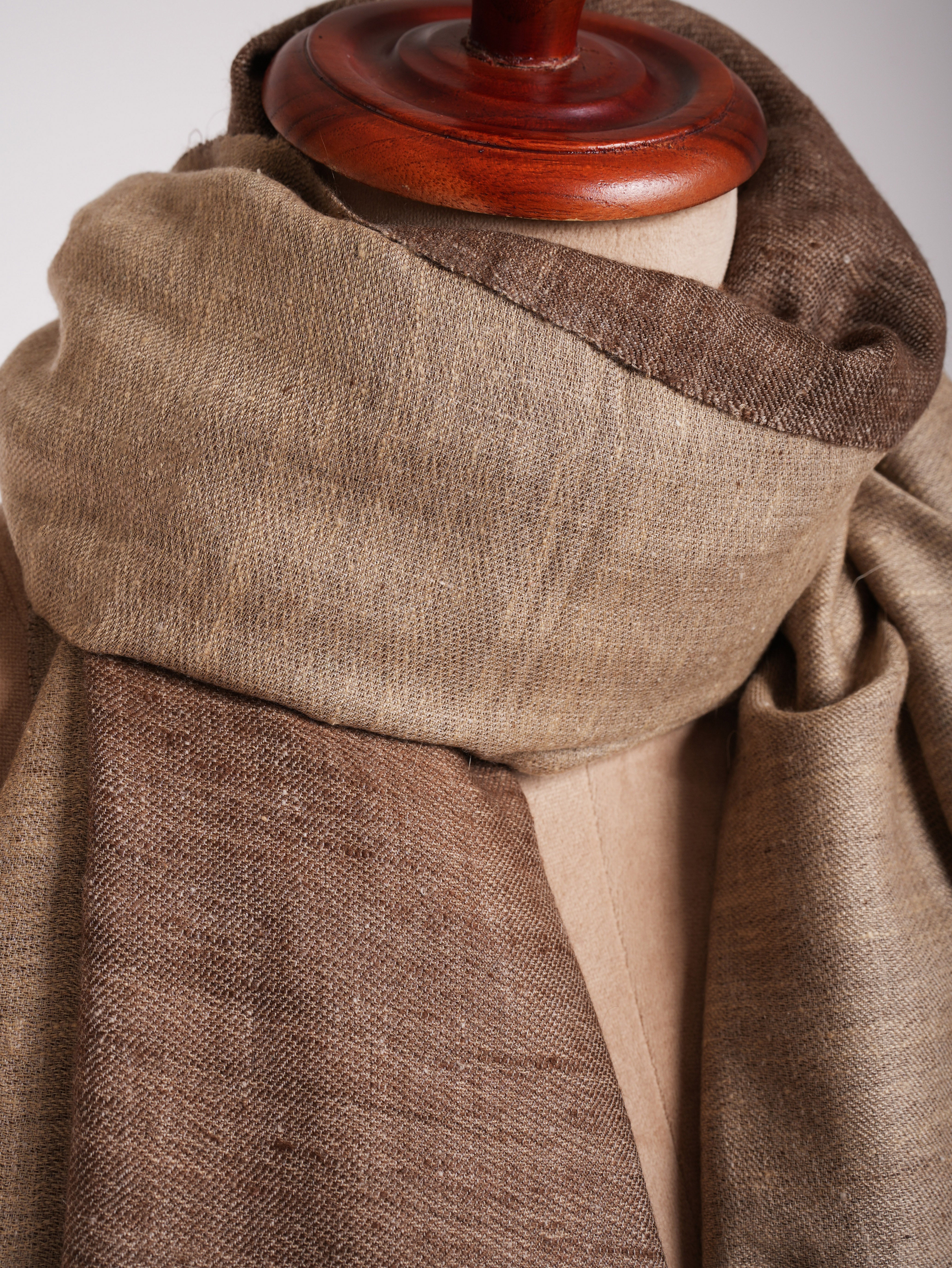 Châle Pashmina double teinte café caramel et crème