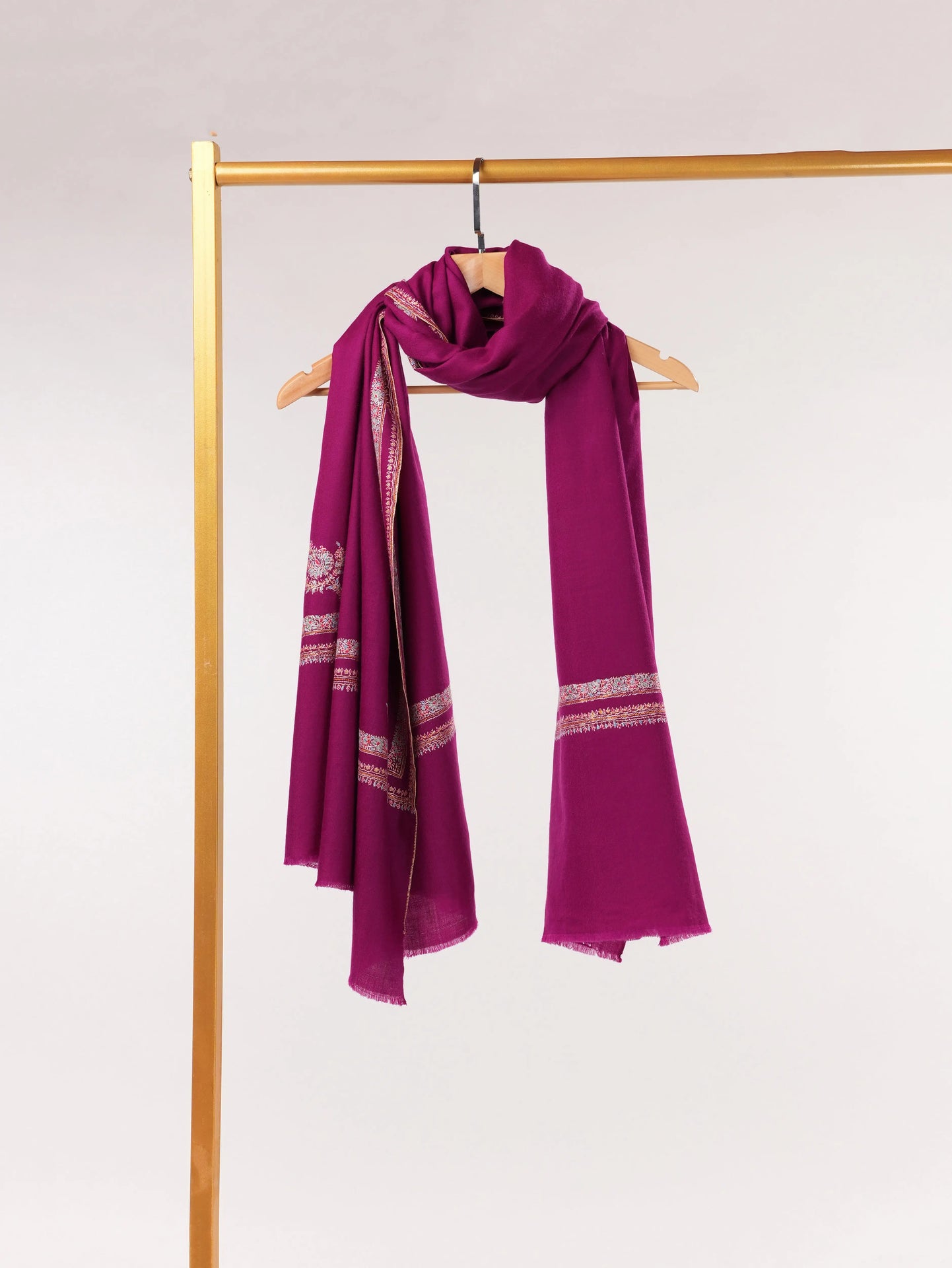 Light Purple Handwoven Pashmina Shawl with Hashidar Embroidery Shahkaar.com