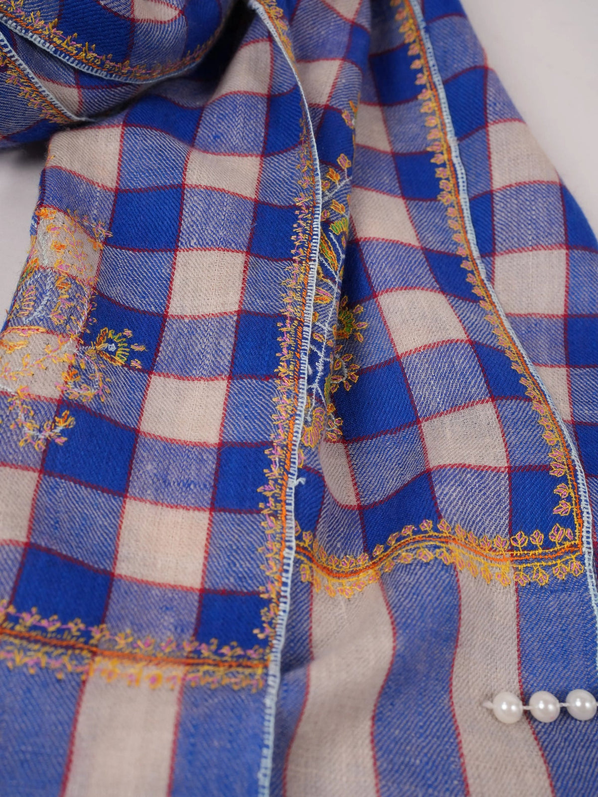 Handwoven Soft Pashmina Shawl with Hand Sozni Buteh Embroidery