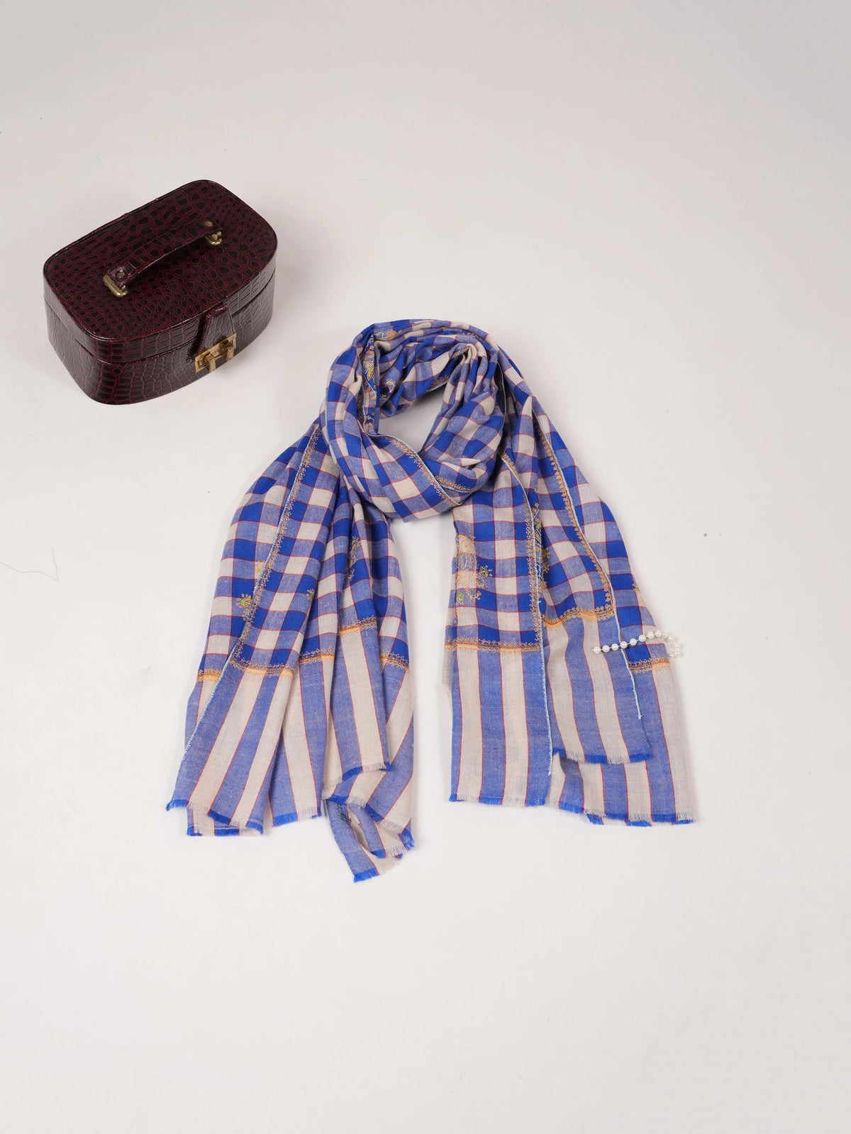 Handwoven Soft Pashmina Shawl with Hand Sozni Buteh Embroidery