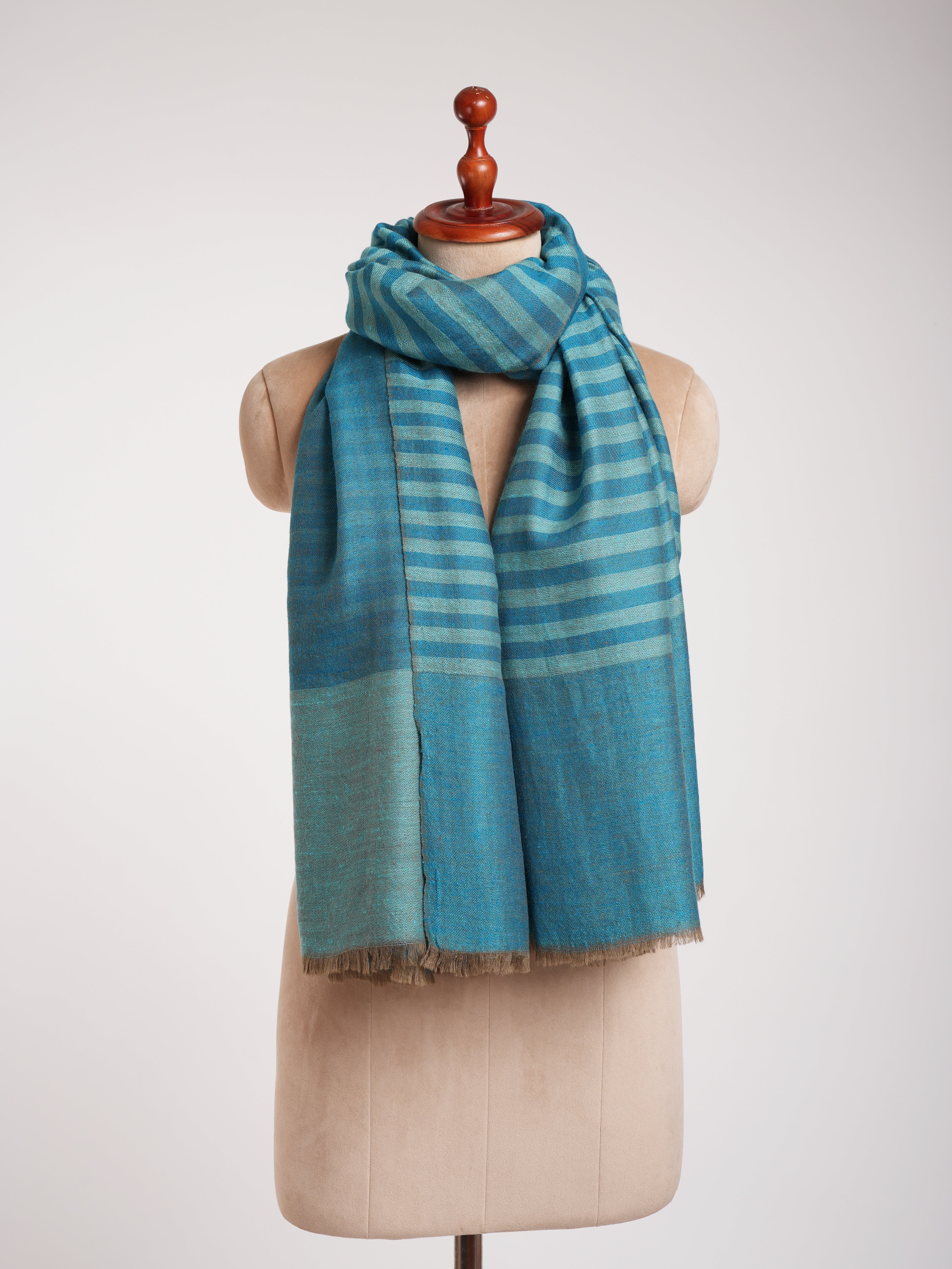 Stola reversibile in pashmina artistica turchese