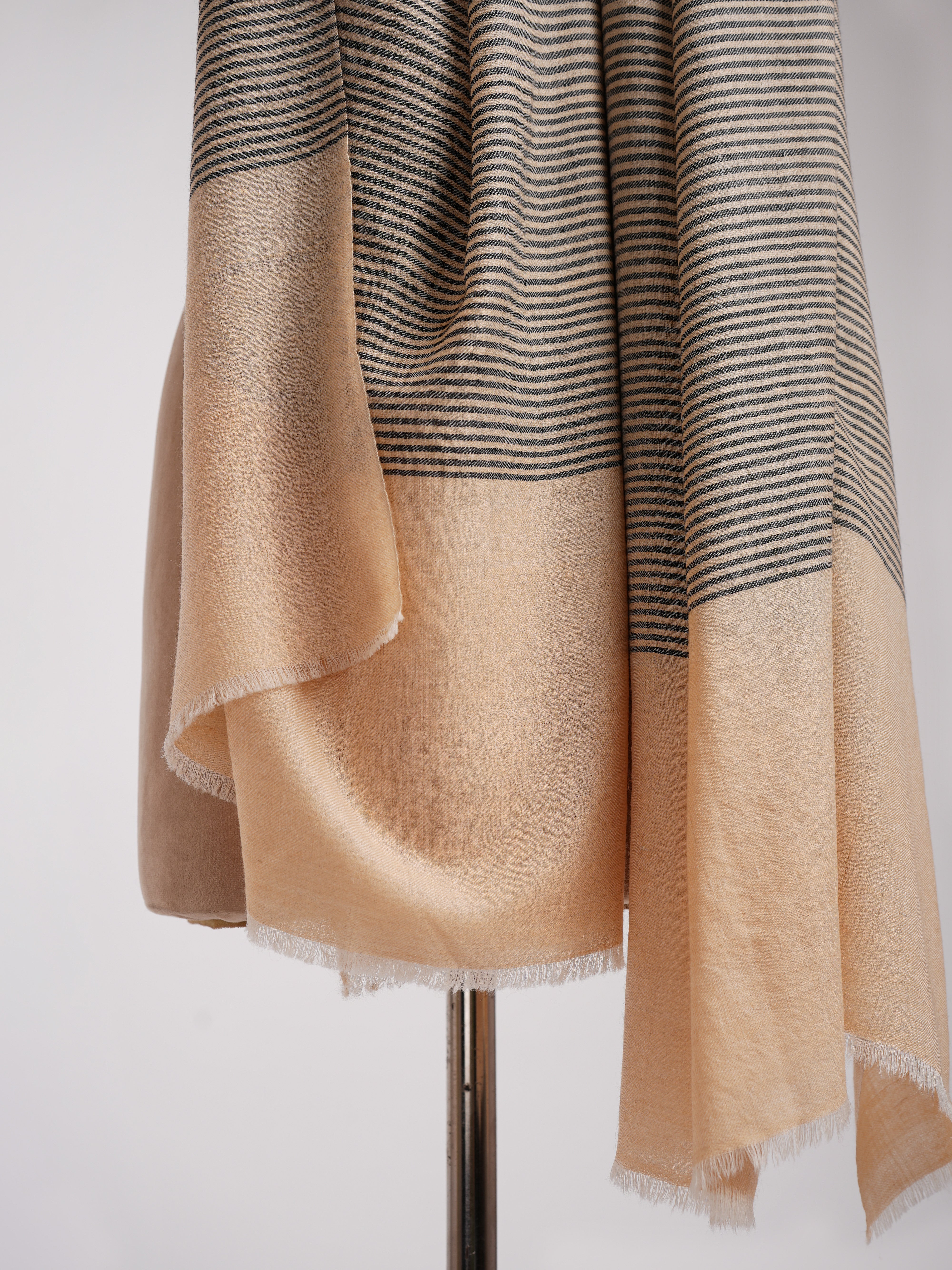 Peach and Black Stripe Handmade Soft Pashmina Wrap