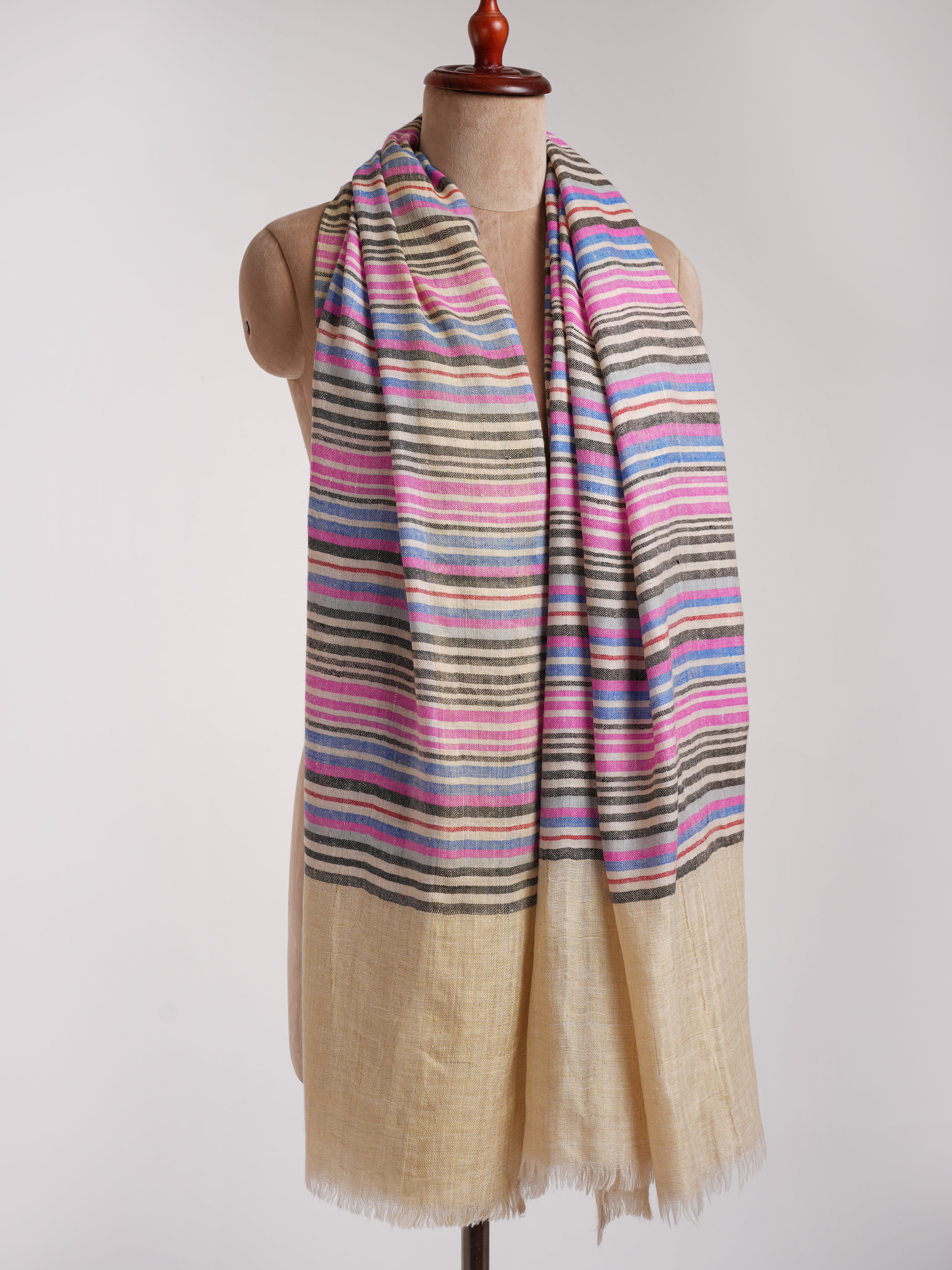 Châle Pashmina contemporain à rayures multicolores