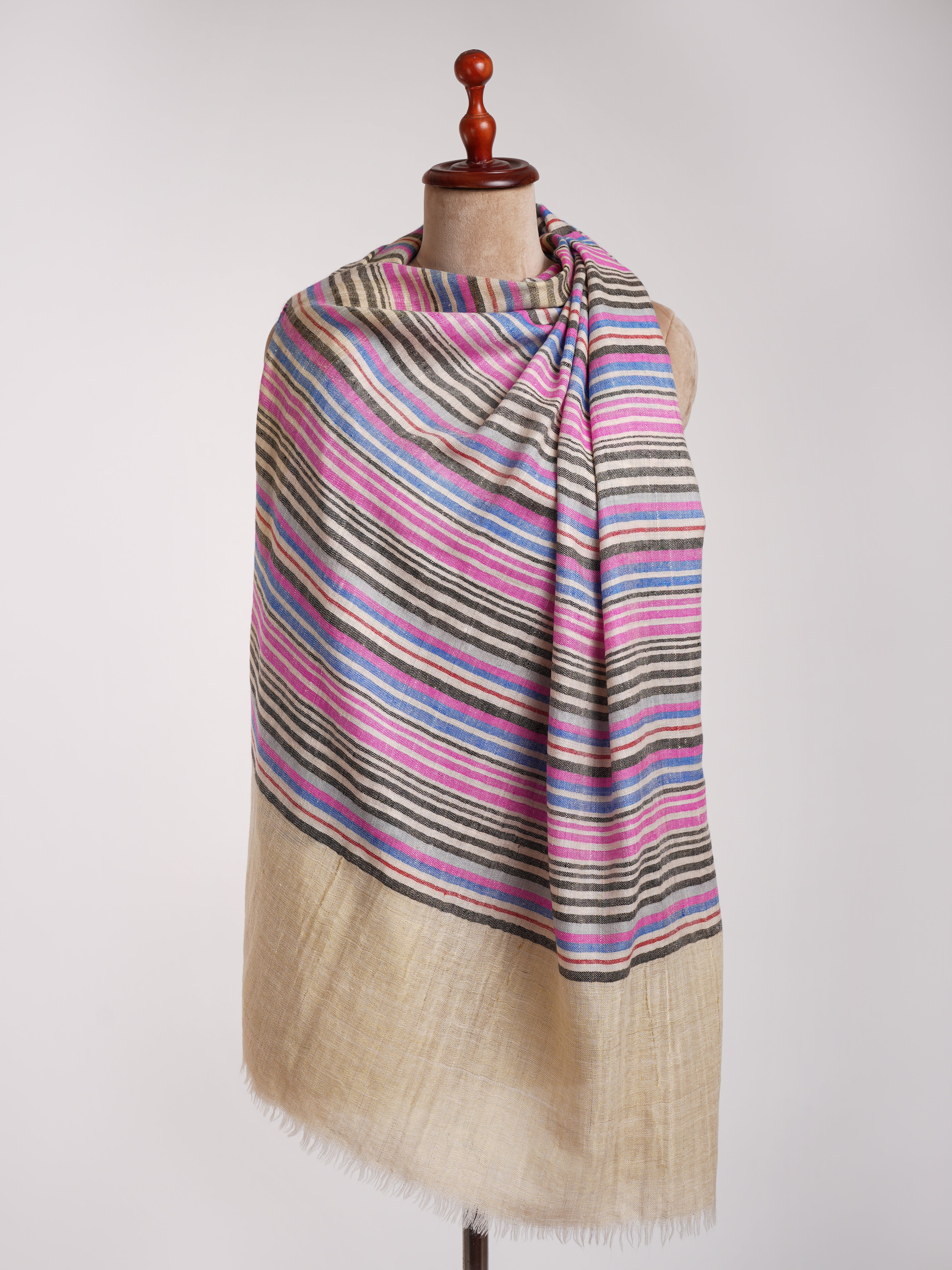 Châle Pashmina contemporain à rayures multicolores