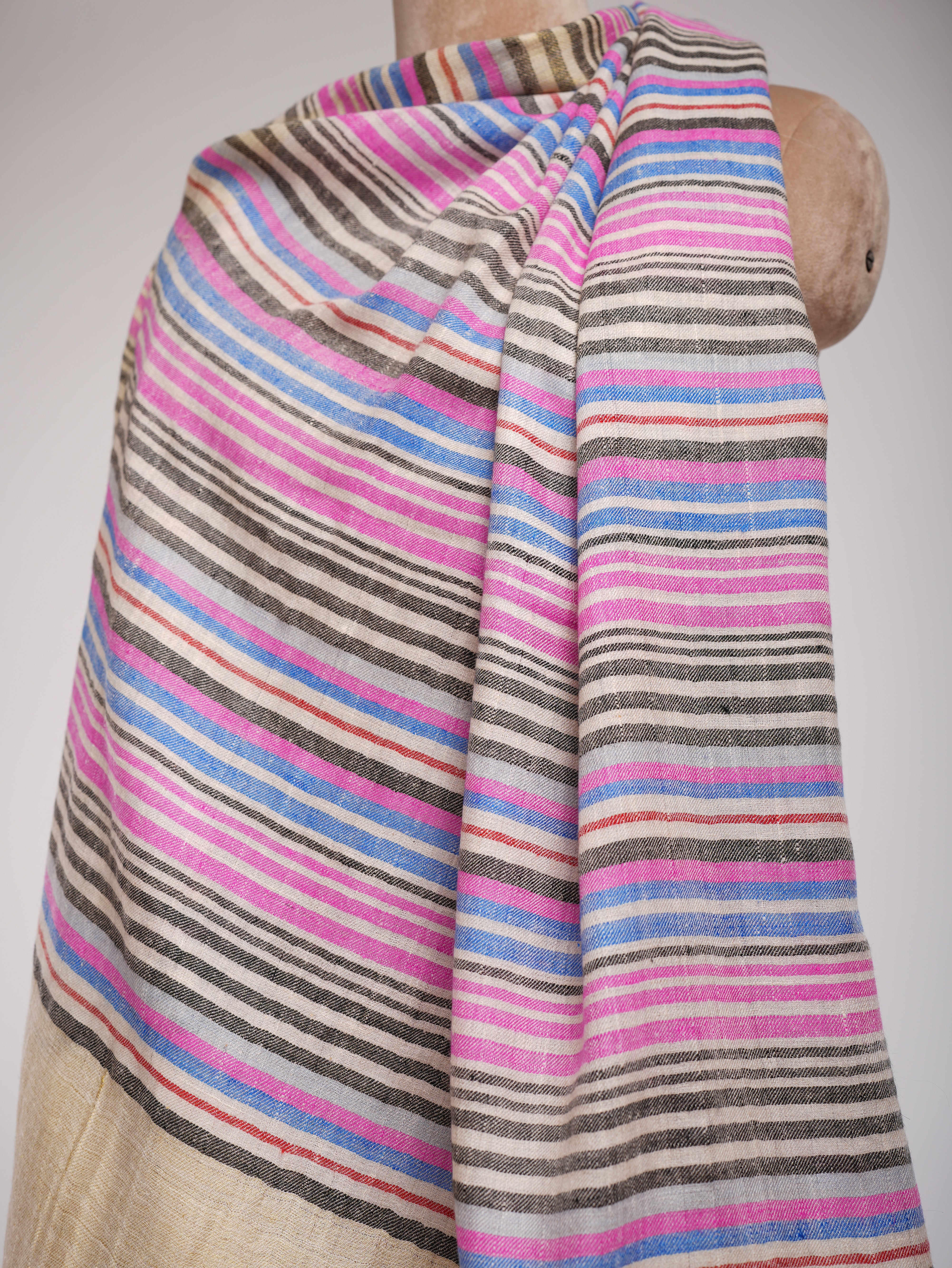 Châle Pashmina contemporain à rayures multicolores