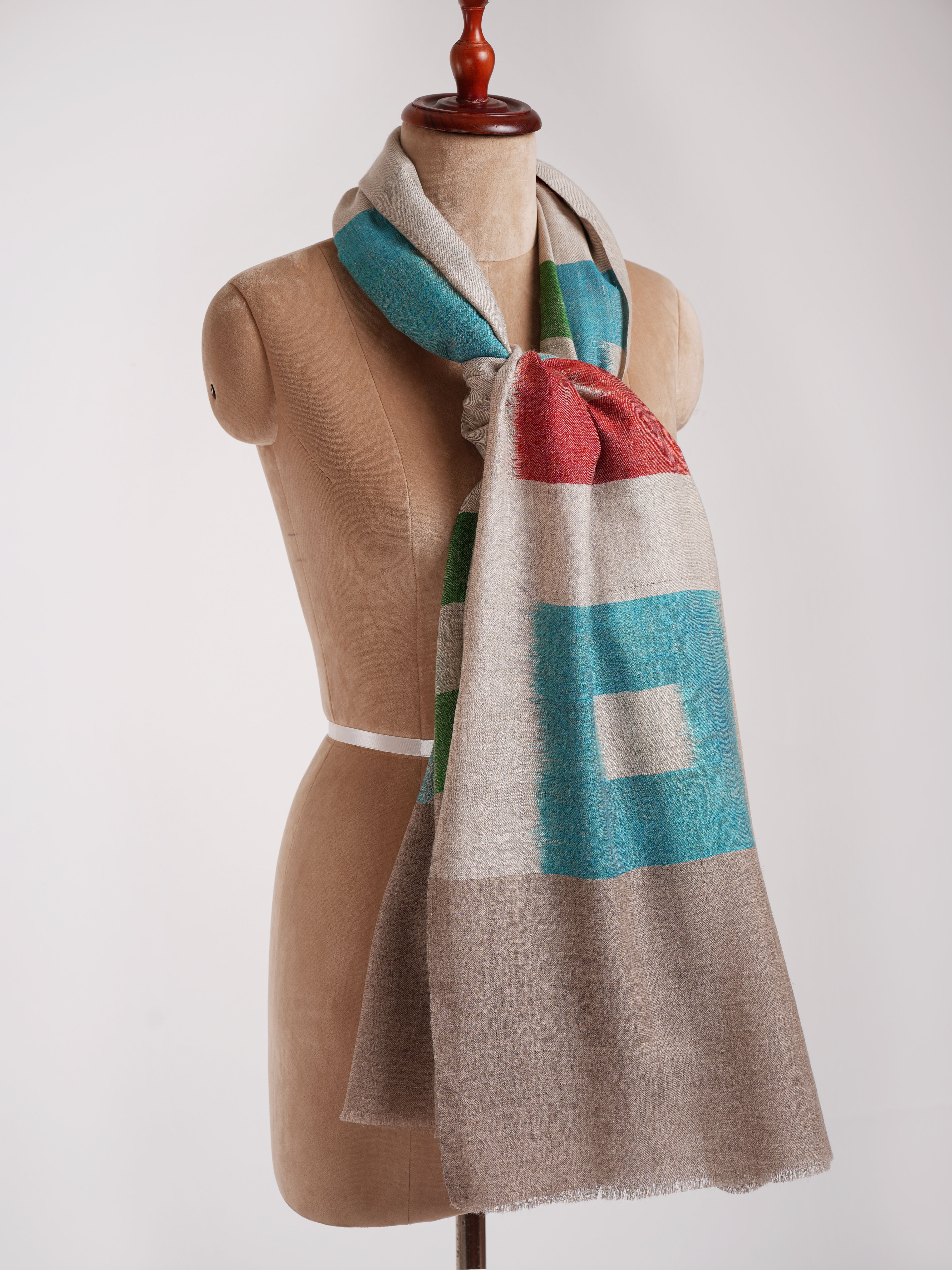 Handwoven Ikat Grey Pashmina Wrap