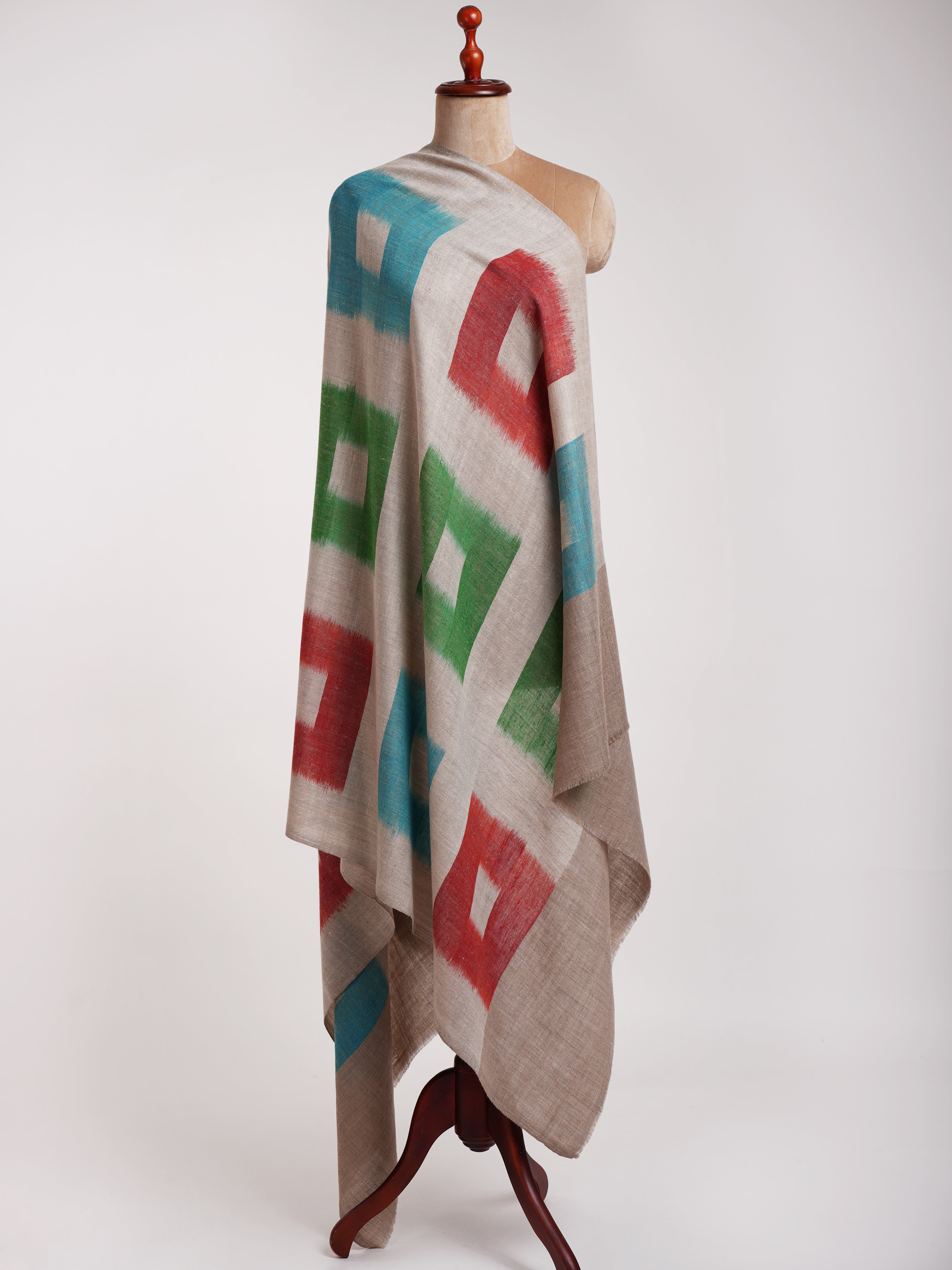 Handwoven Ikat Grey Pashmina Wrap