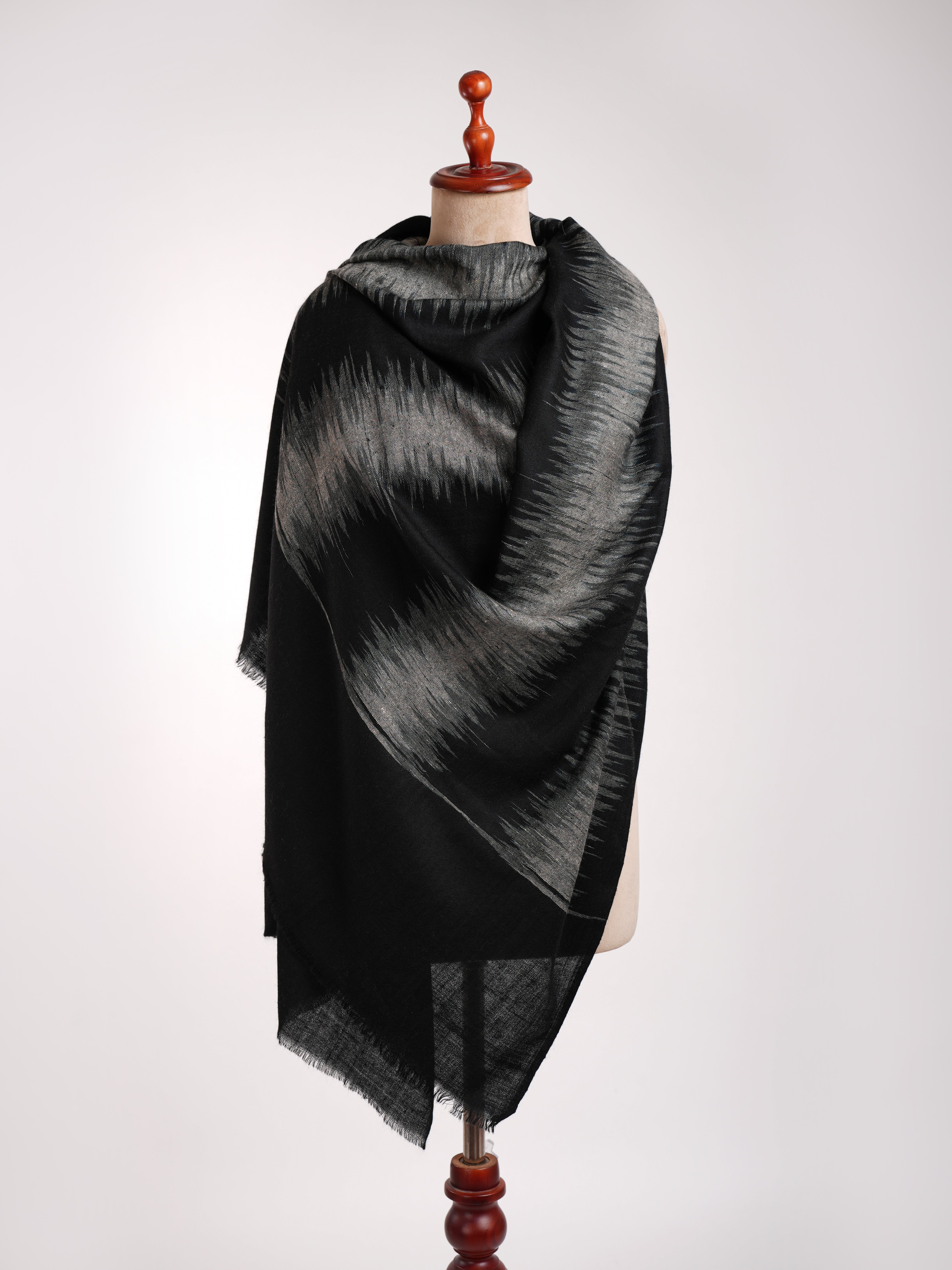 Châle Pashmina artistique noir et blanc à rayures zébrées