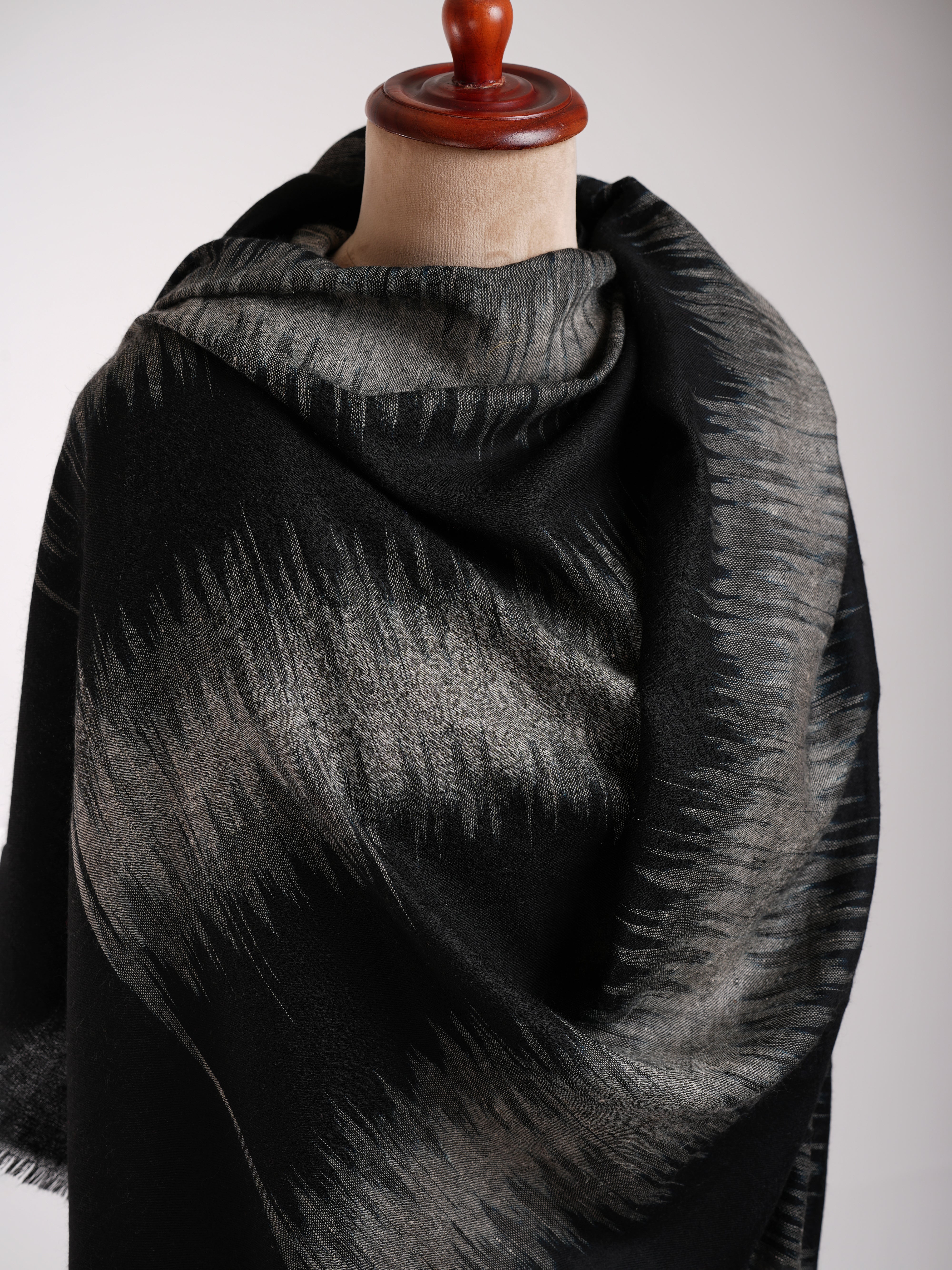 Châle Pashmina artistique noir et blanc à rayures zébrées