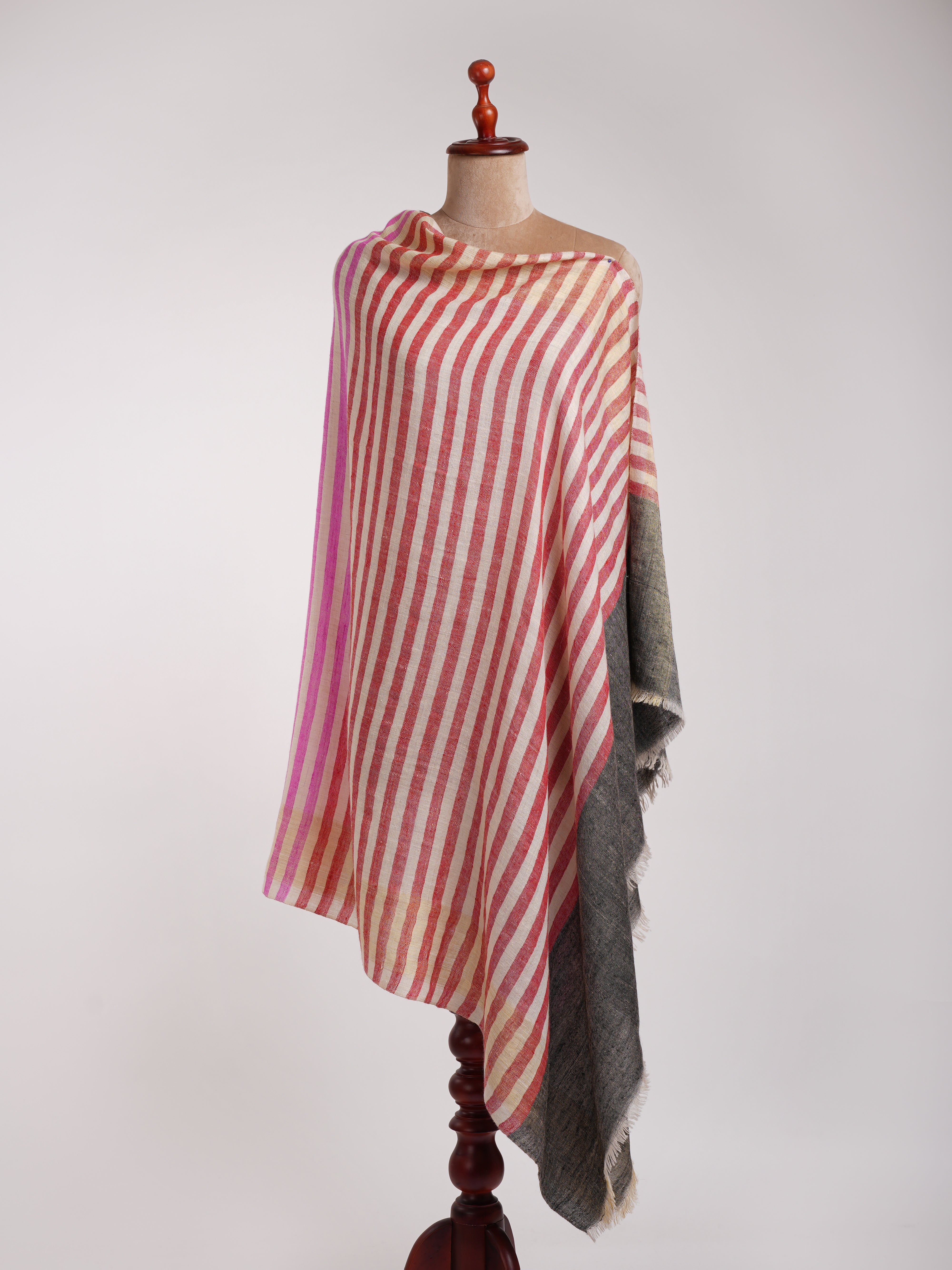 Afroz Multicolor Stripe Artistic Pashmina Shawl