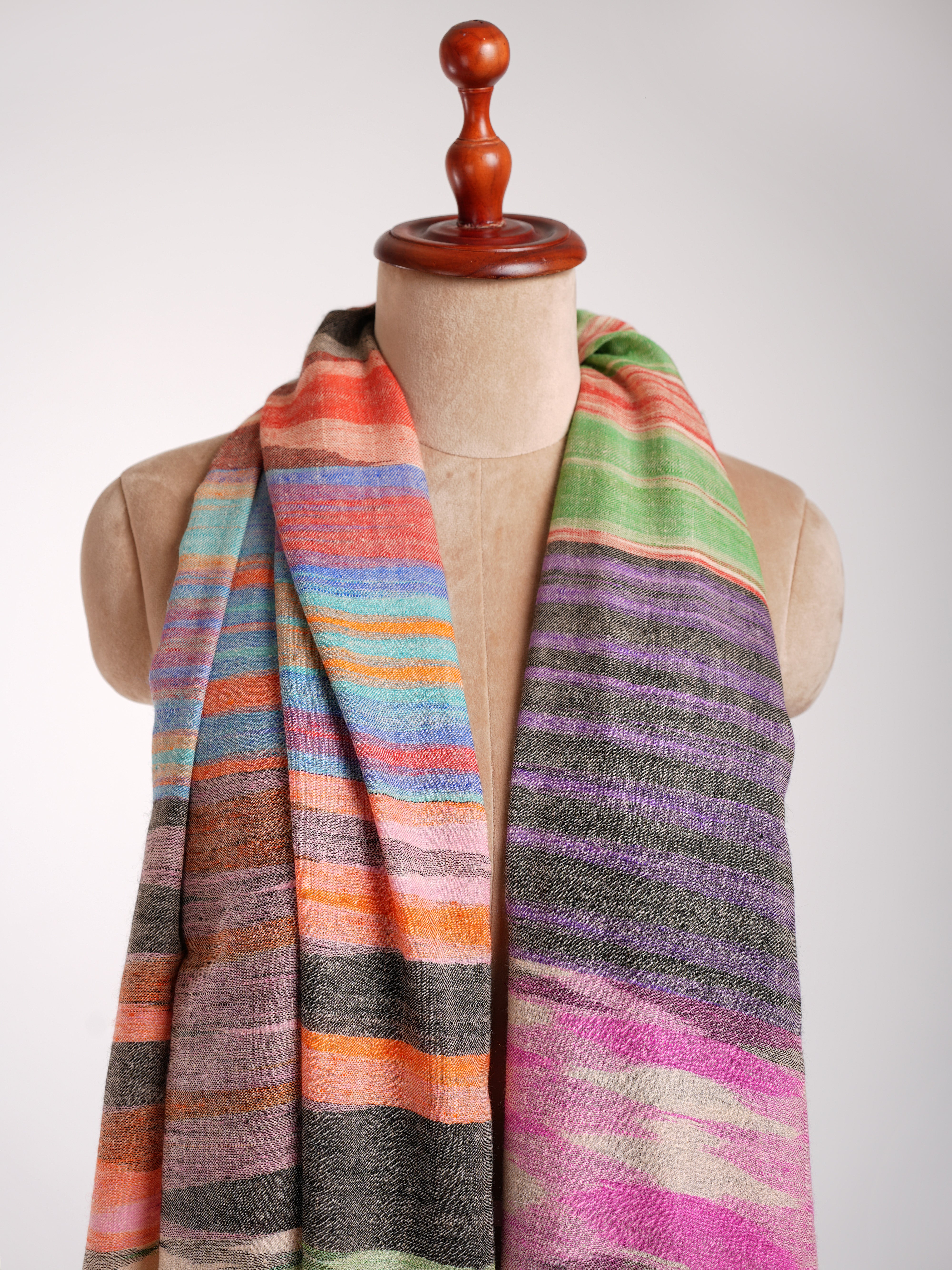 Châle Pashmina Artistique Ikat Multicolore Rustique