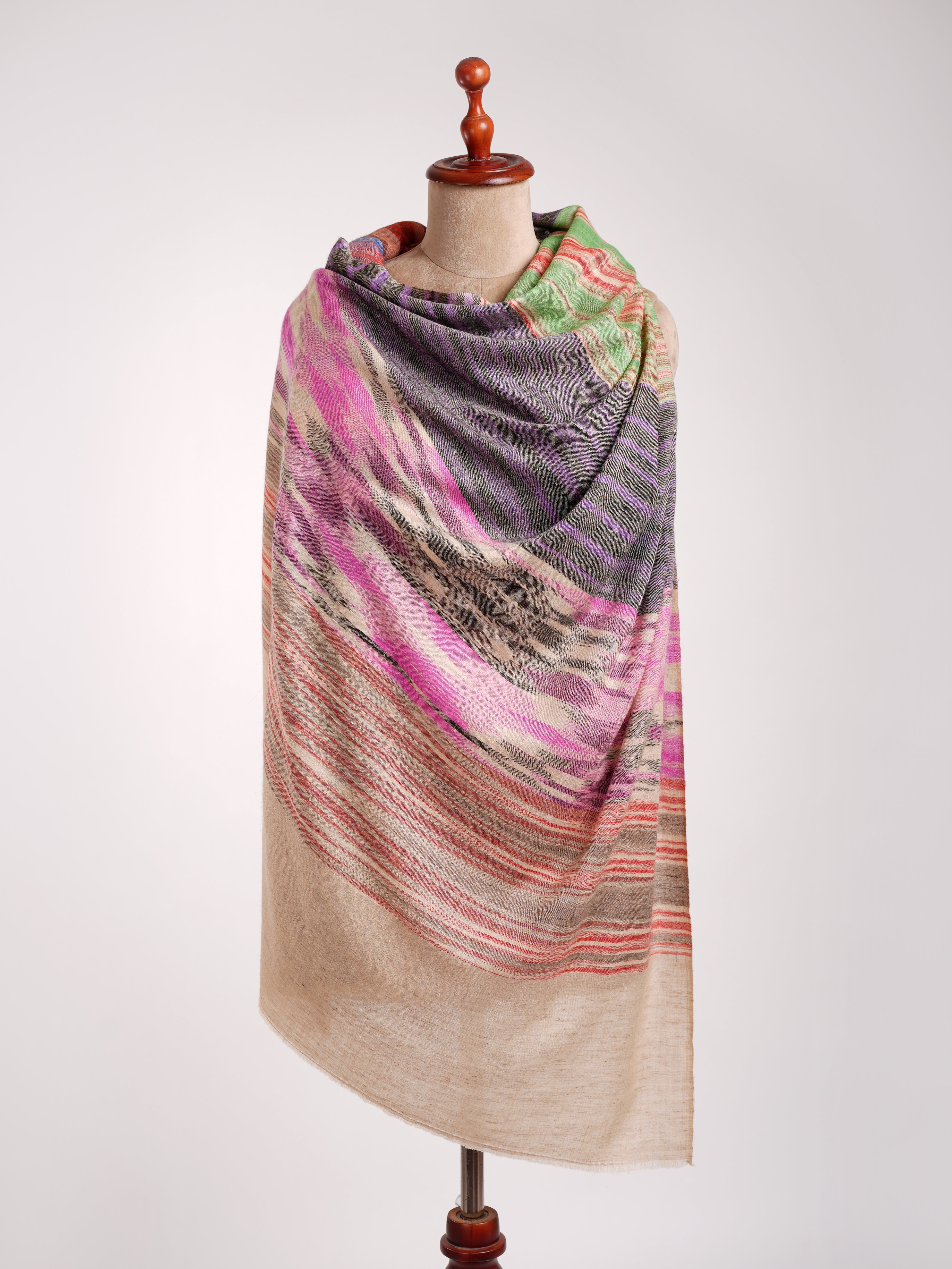 Châle Pashmina Artistique Ikat Multicolore Rustique