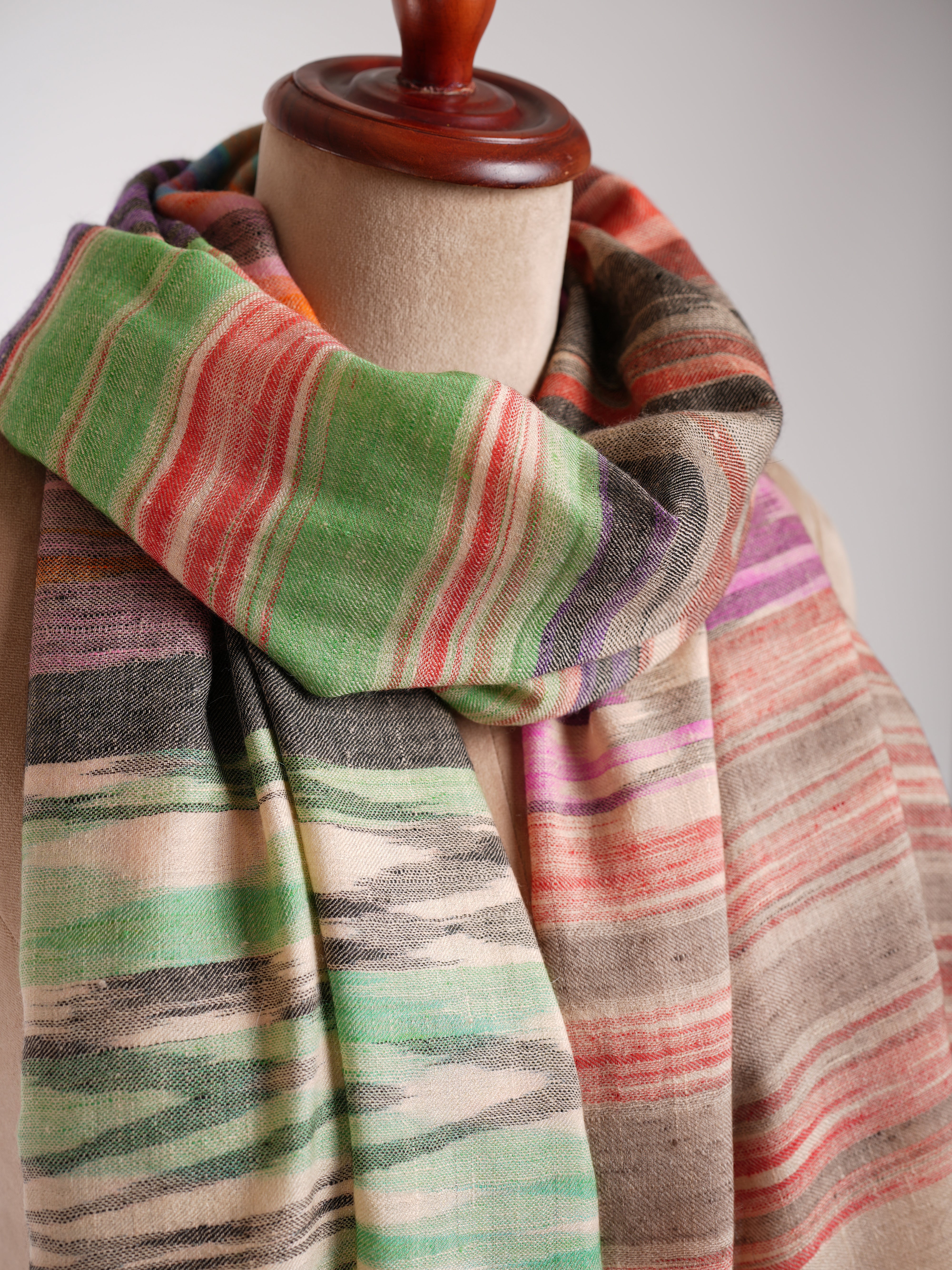 Rustic Multicolor Ikat Artistic Pashmina Shawl