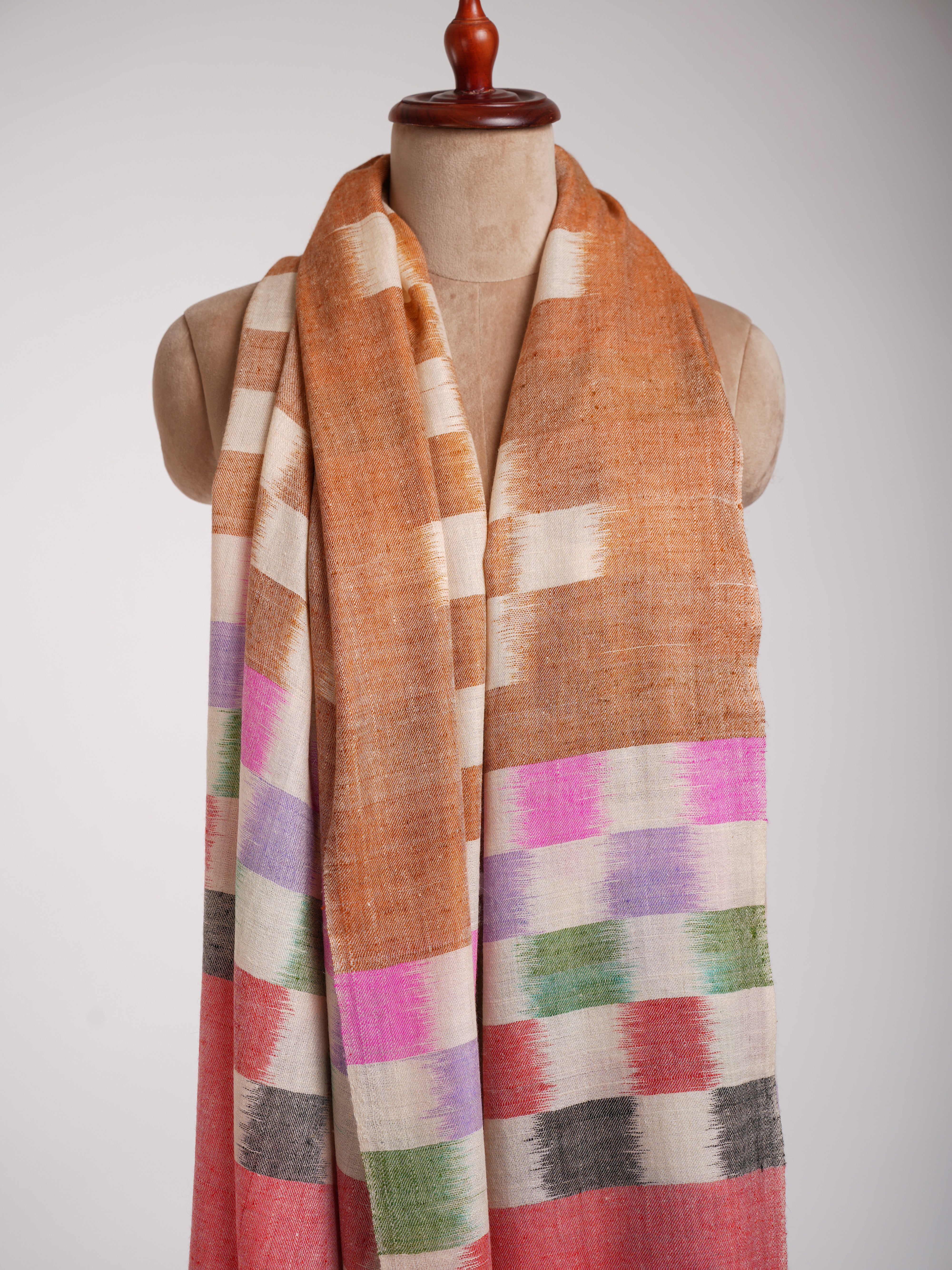 Vibrant Hues Handloomed Ikat Pashmina Shawl