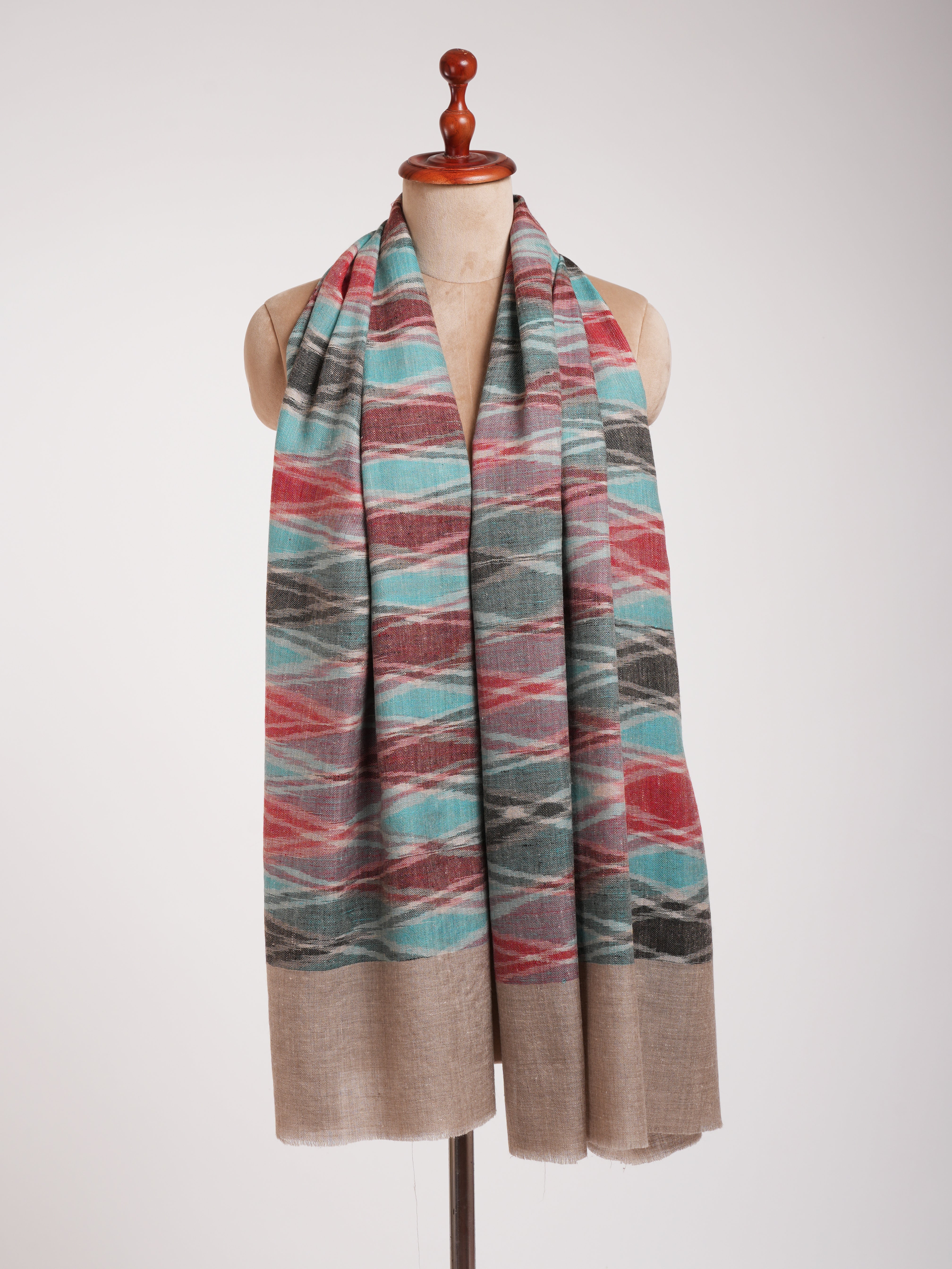 Handloomed Soft Pashmina Ikat Shawl