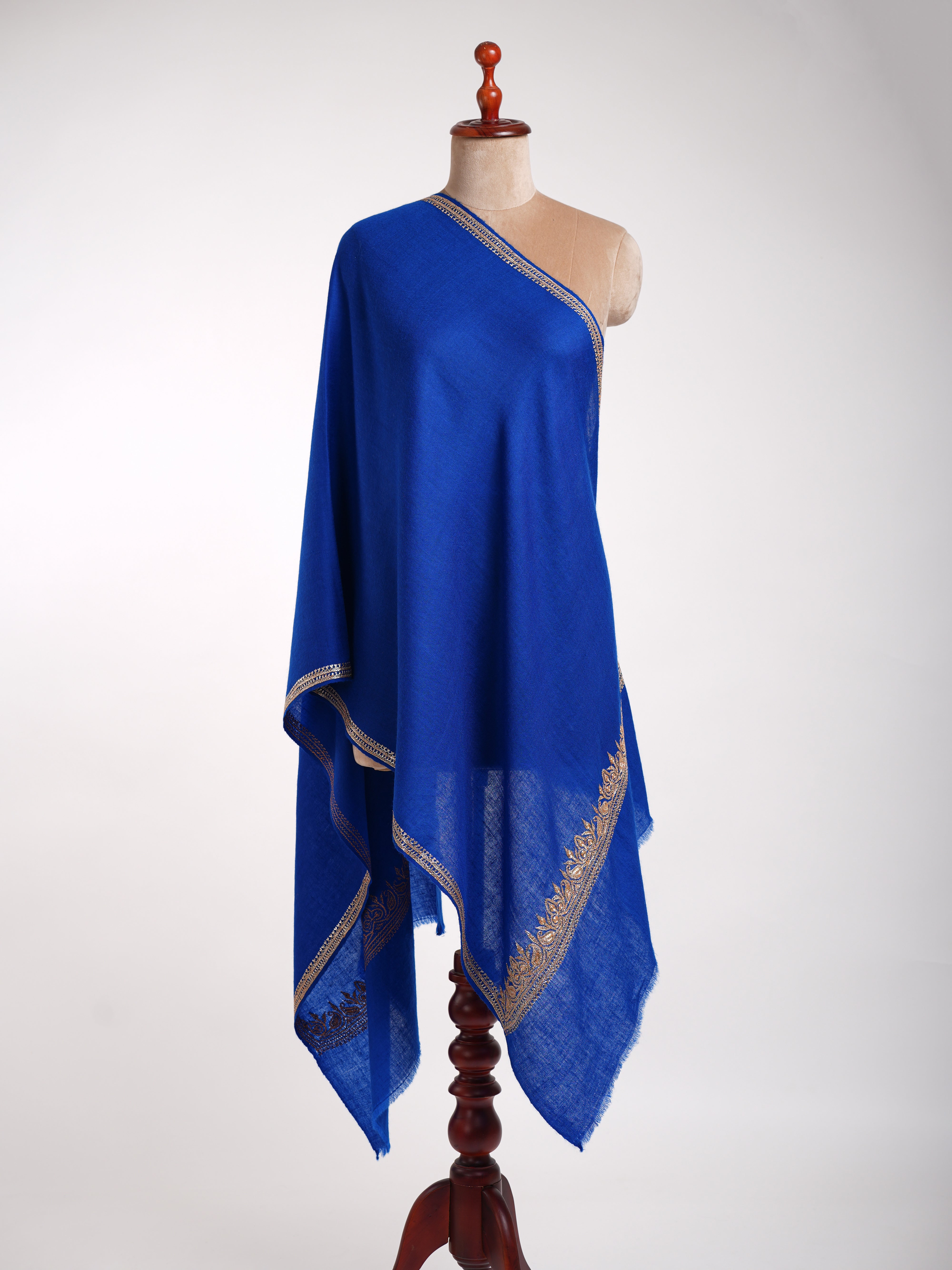 Blue Tilla Embroidered Indian Cashmere Stole