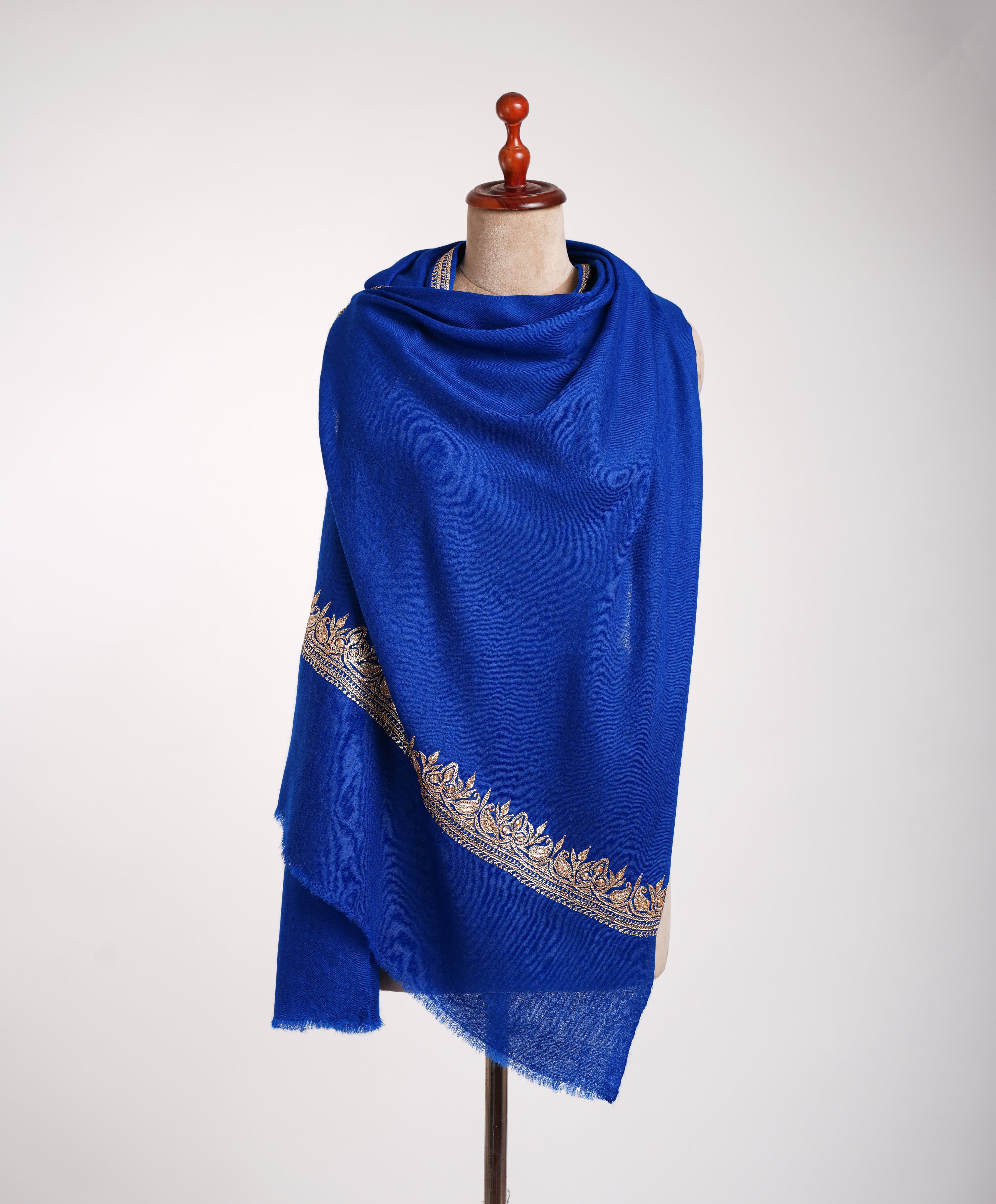 Blue Tilla Embroidered Indian Cashmere Stole