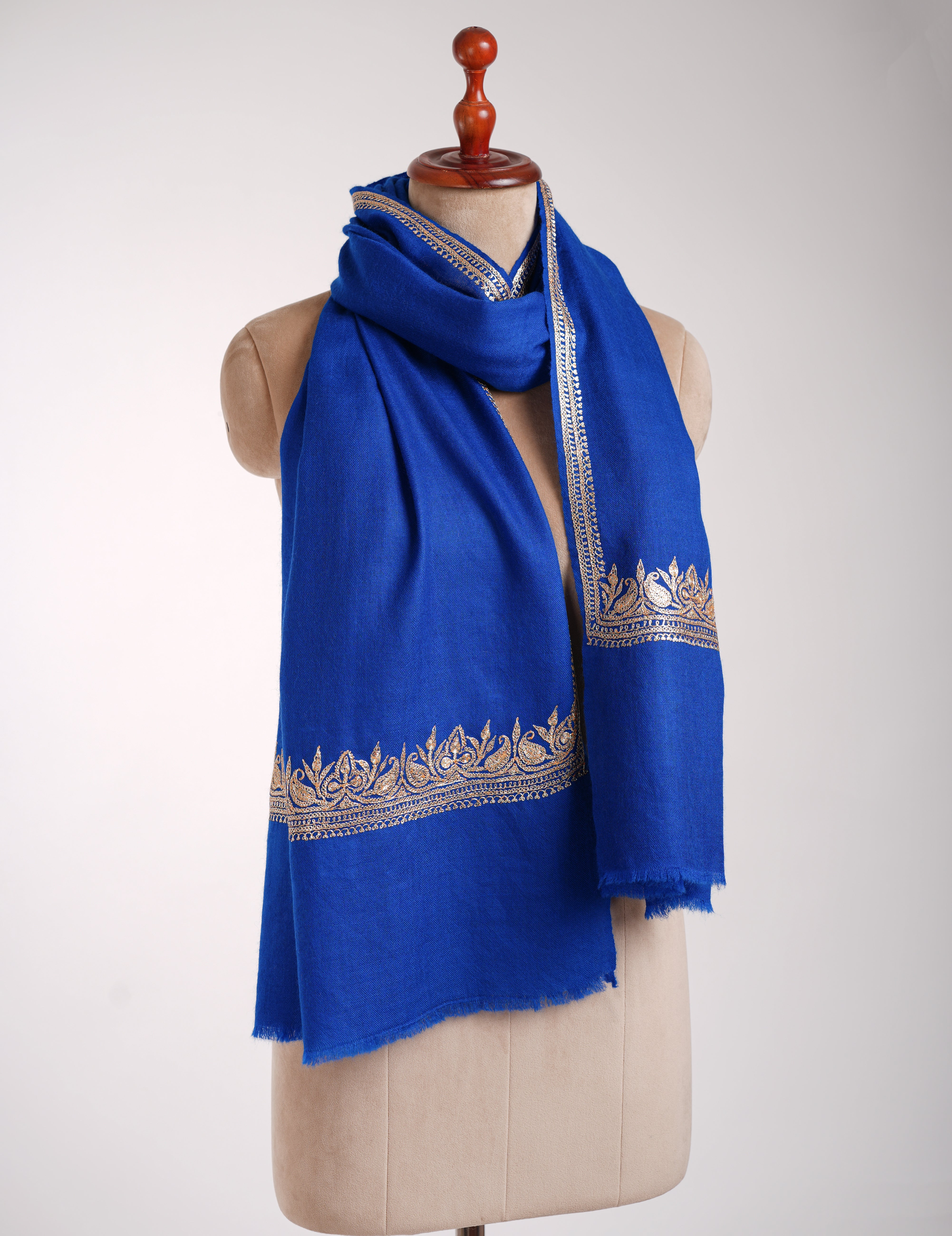 Blue Tilla Embroidered Indian Cashmere Stole