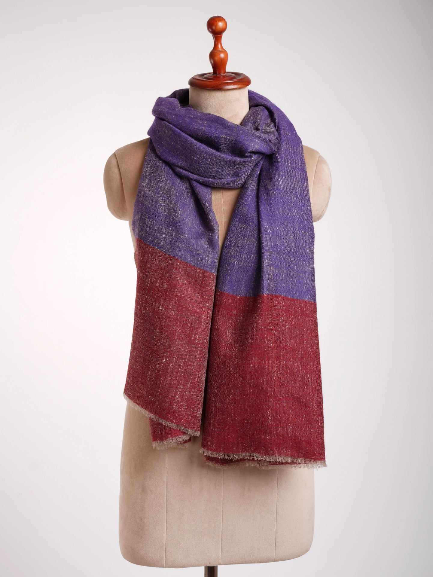 Handwoven Baby Soft Cashmere Scarf in Blue and Red Shahkaar