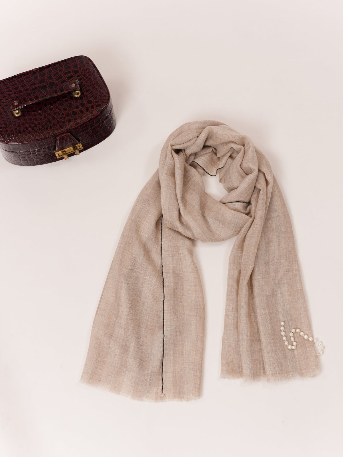 Natural Grey Stripe Baby Soft Cashmere Stole Shahkaar