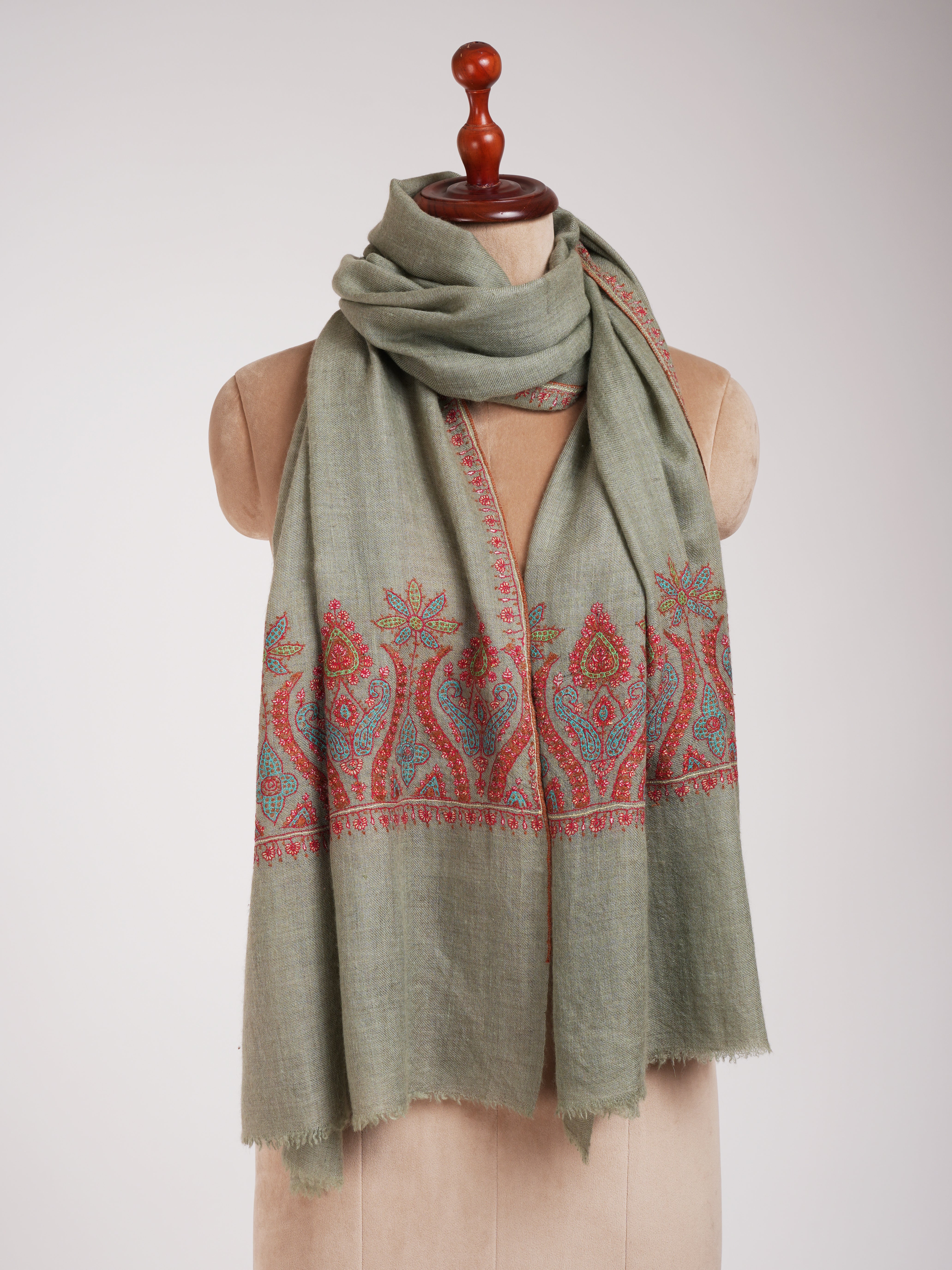 Loden Frost Palla Embroidered Cashmere Stole